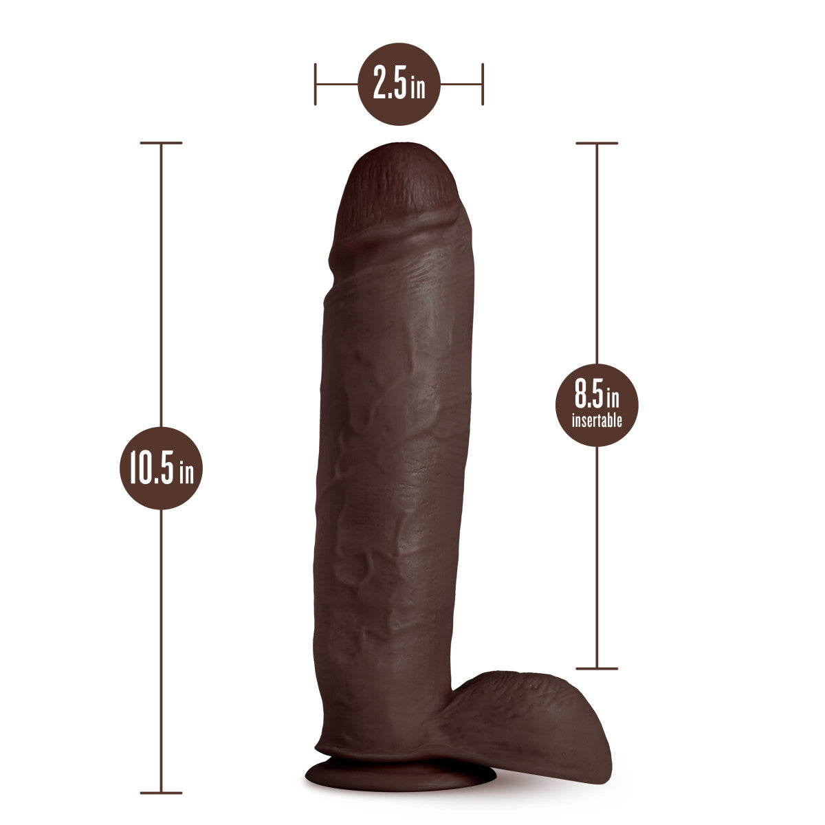 Au Naturel By Blush® | Huge Realistic Chocolate 10.5-Inch Long Dildo With Balls & Suction Cup Base、mySite、bottomscart