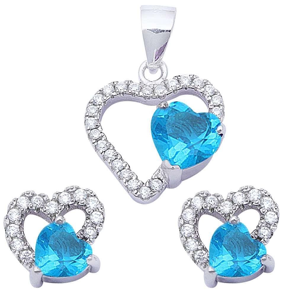 Special Buy! Sterling Silver Double Heart Sets Cubic Zirconia and Simulated Gemstones、mySite、g9winljtr