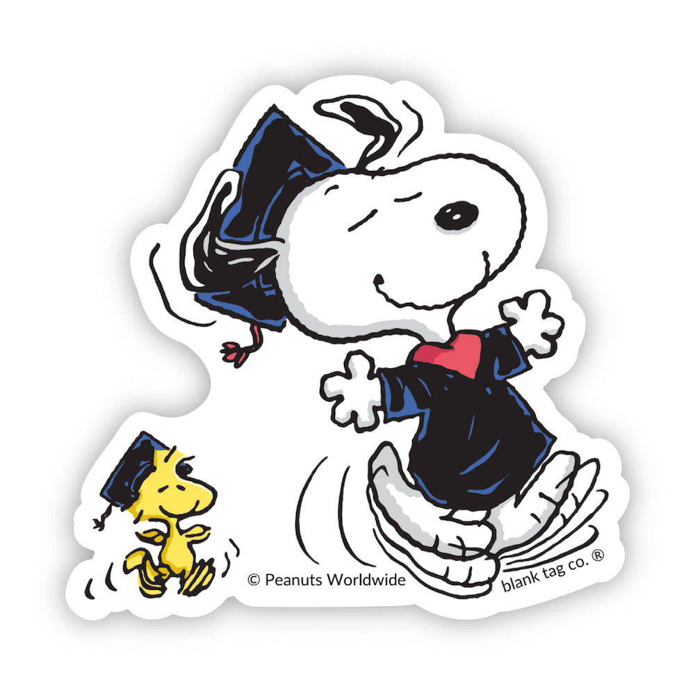  The Peanuts Graduating Snoopy and Woodstock Vinyl Sticker Decal、mySite、ghnorth