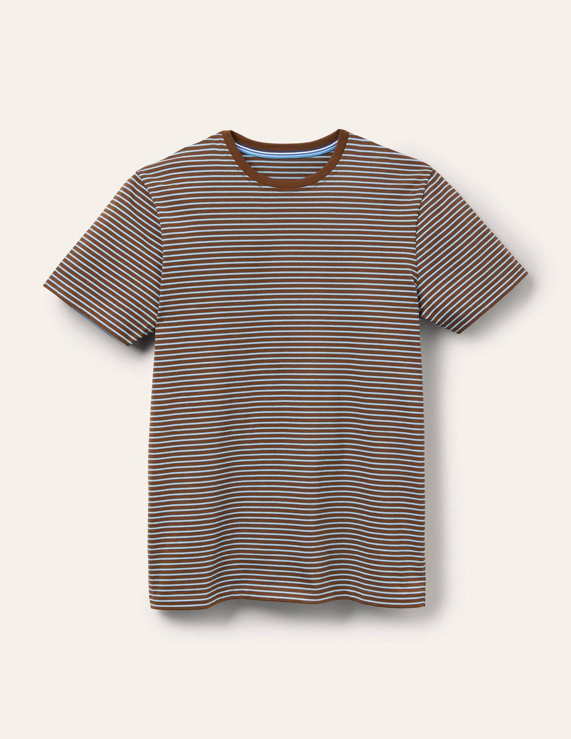  Classic Cotton T-shirt-Cacao/ Lichen Blue Stripe、mySite、ashleygrahame