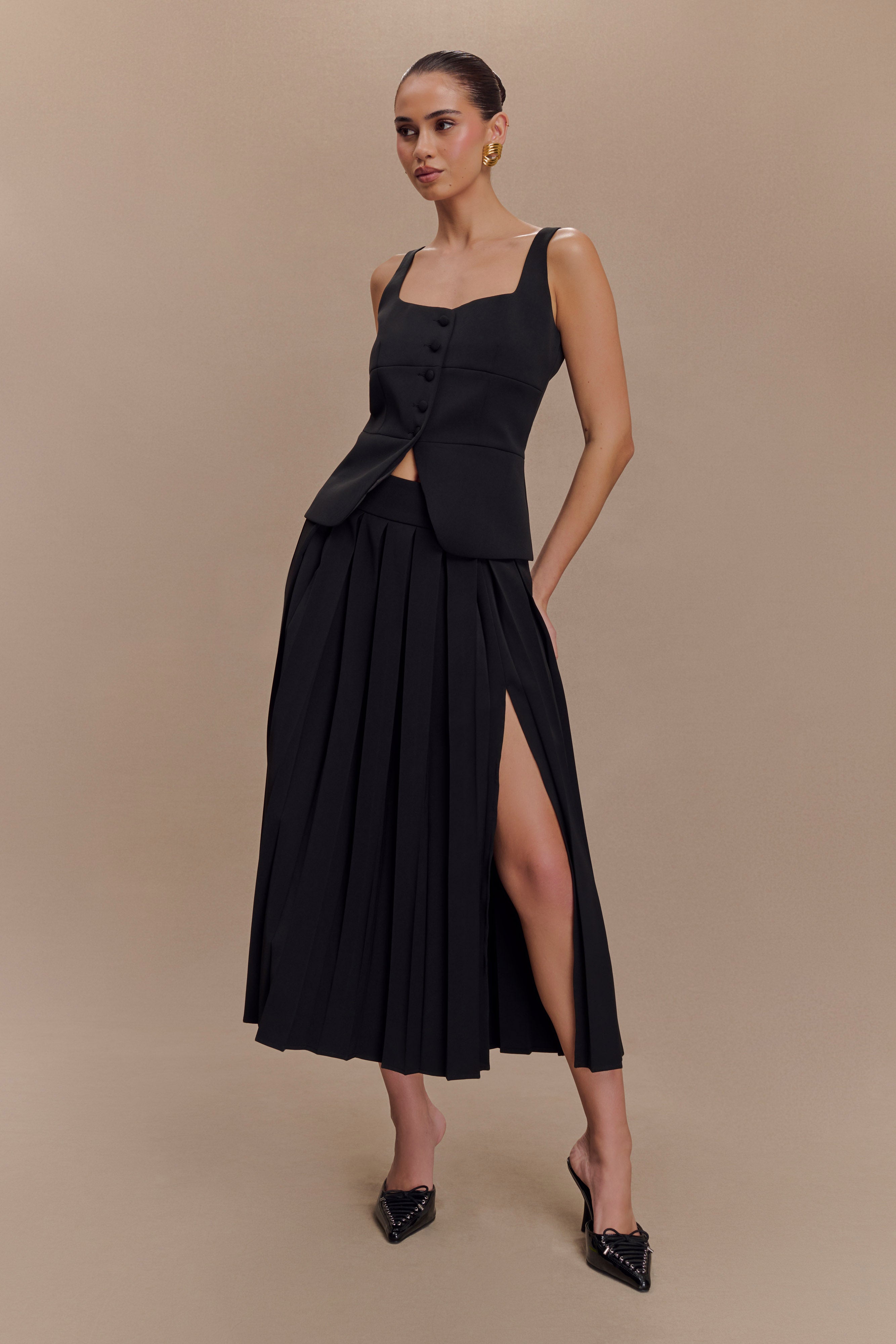 Sunny Suiting Peplum Top - Black、mySite、solidvoid