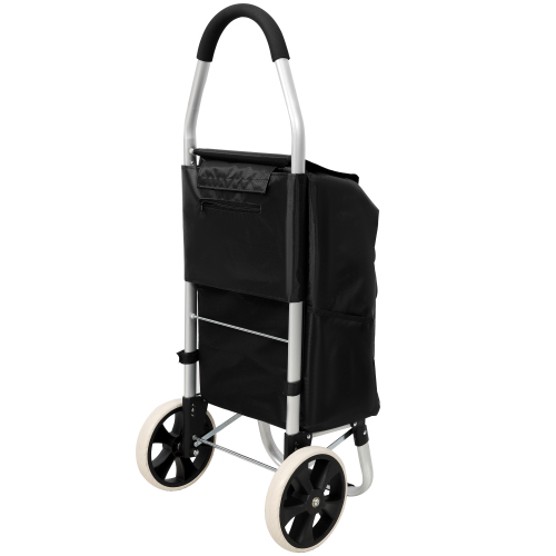 Shopping Stair Trolley with Wheels,Trolley Black Foldable Shopping Cart,Removable Shopping Oxford Waterproof Bag,Stainless Steel Triangular Wheels, Black、、eastwooduniform