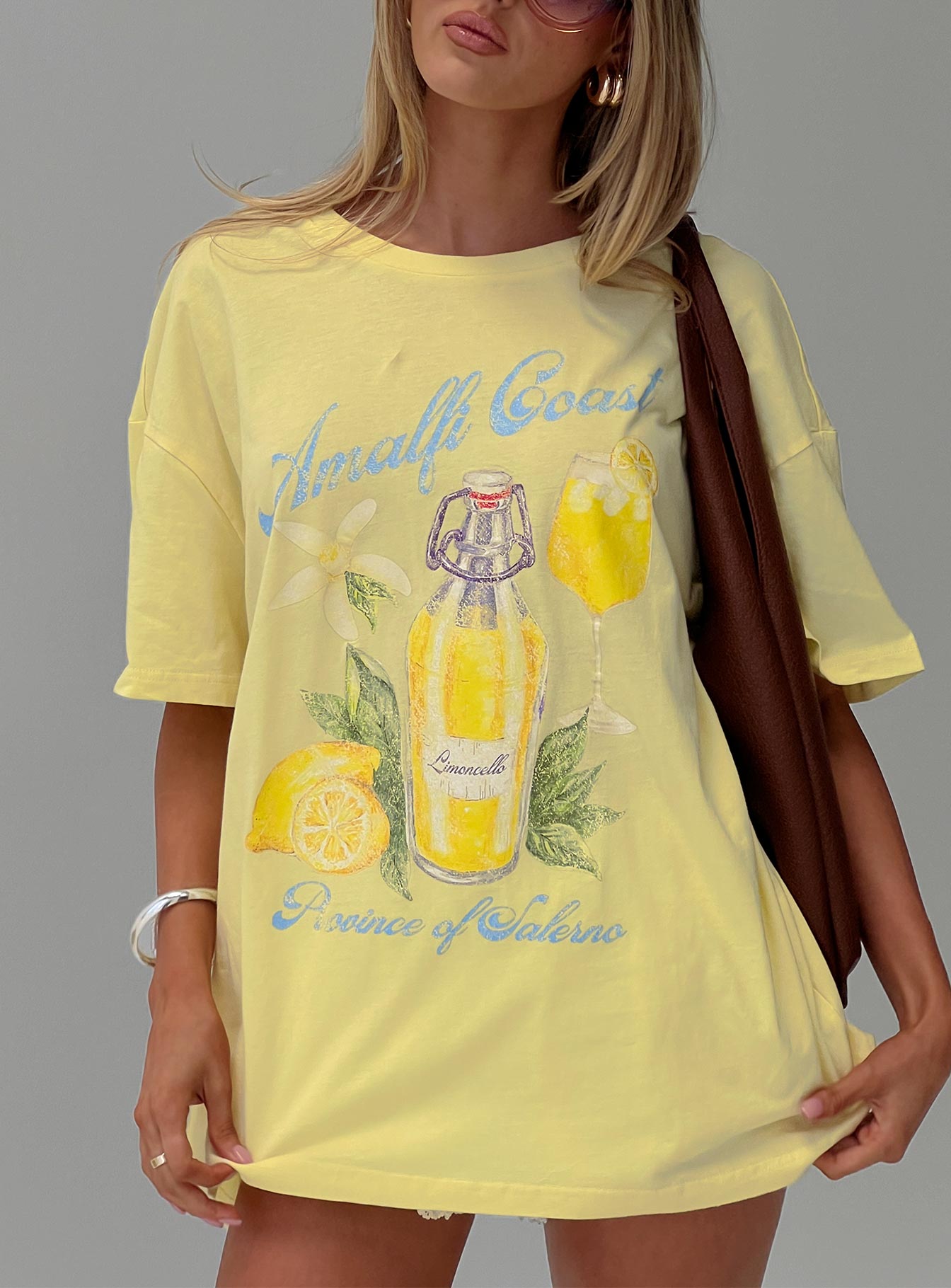 Amalfi Coast Oversized Graphic Tee Pastel Yellow、mySite、solidvoid