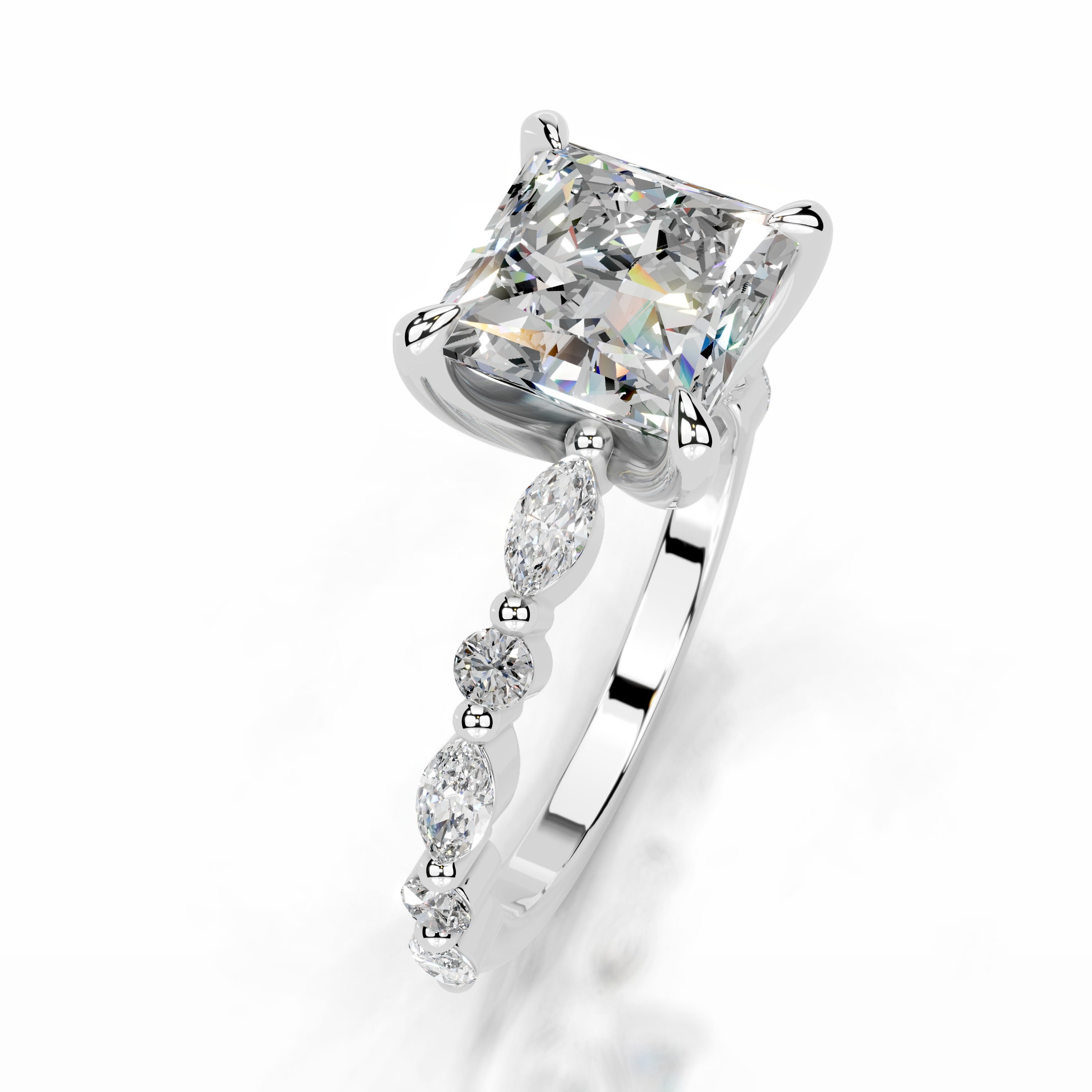 Lagertha Moissanite & Diamond Ring - 18K White Gold、mySite、hinf8tx79