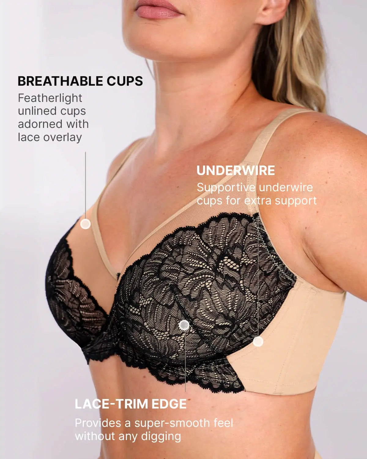 Supportive Unlined Lace Underwired Bra、mySite、bengalsvssteelers