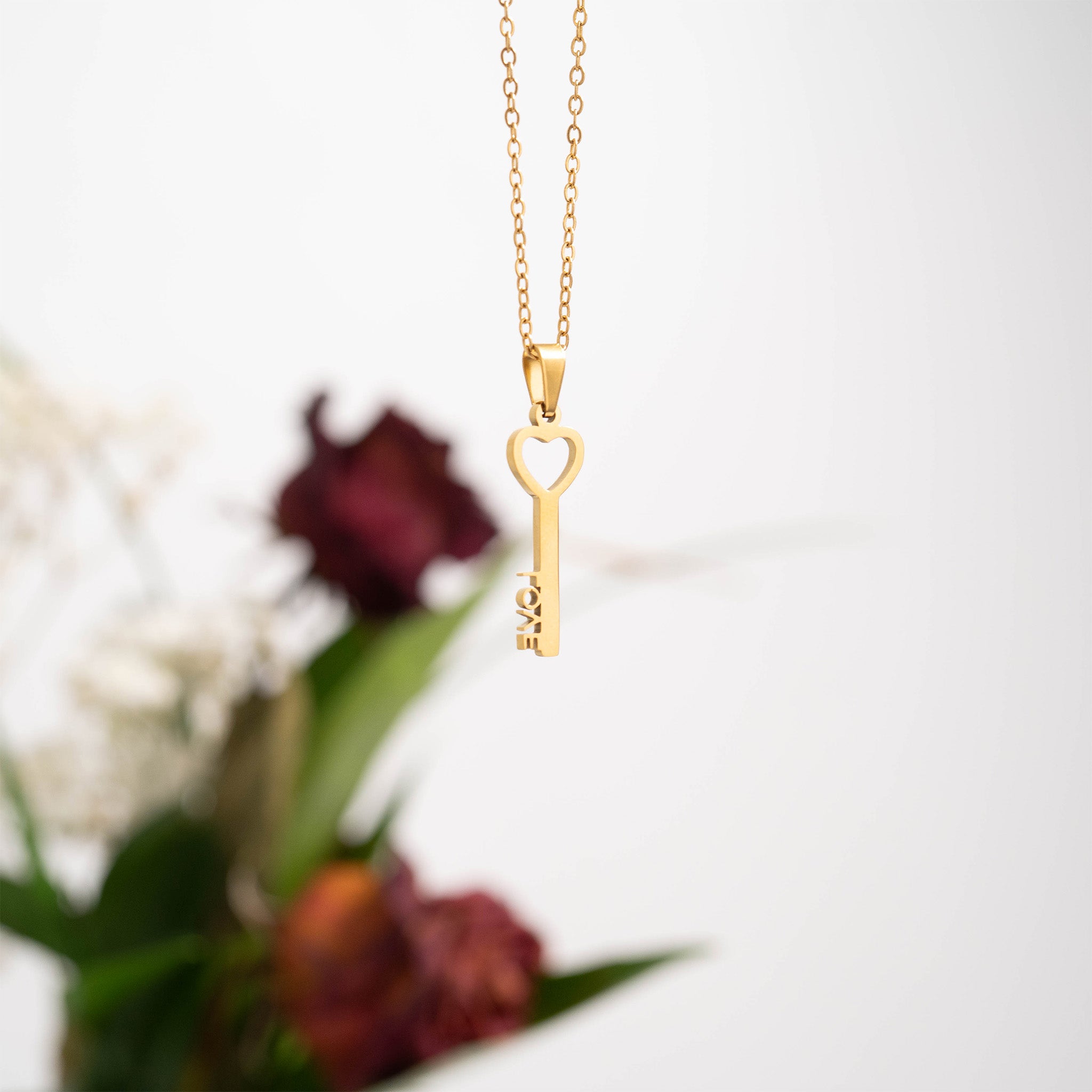 18K Gold PVD Stainless Steel Love Key Pendant Necklace / CHN0070、mySite、dreamappss