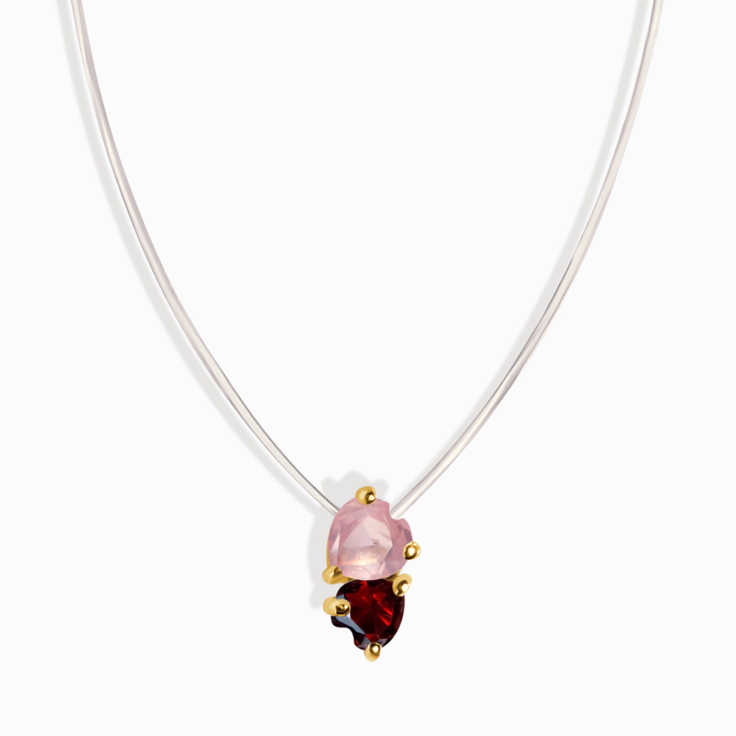 Rose Quartz & Garnet Necklace - Floating Hearts、mySite、hinf8tx79
