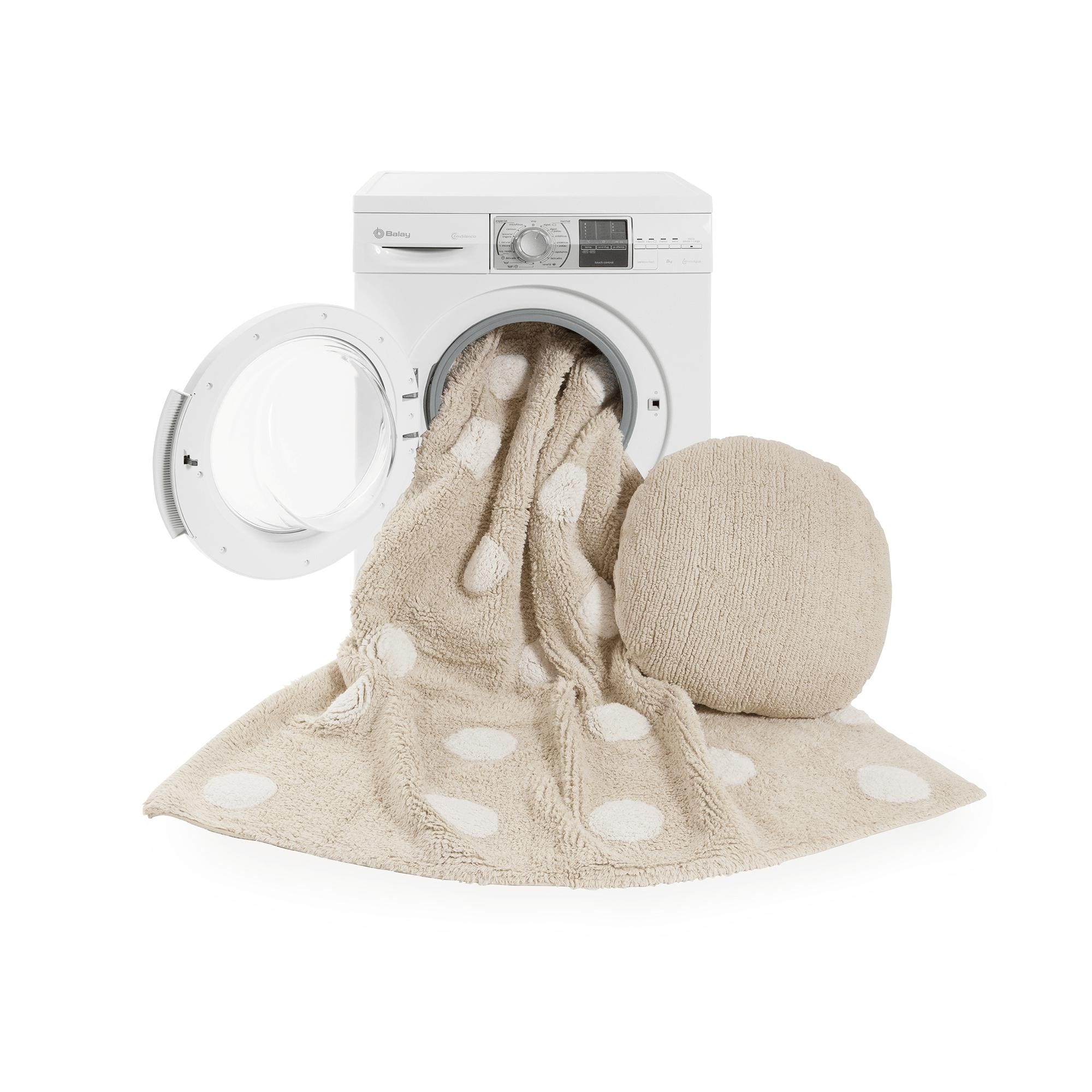 Polka Dots Beige White Machine Washable Area Rug、mySite、gigharbornorthrealestate