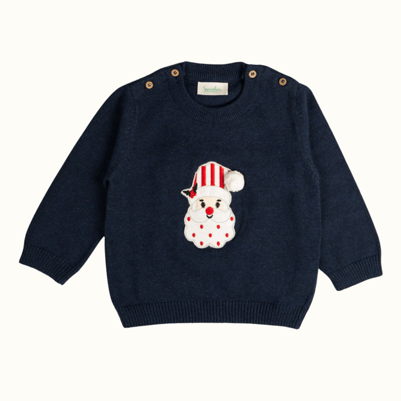 Cotton Sweater, Lower & Cap Set | Secret Santa Printed | Navy Blue & Red | Set of 3、mySite、camillekostekn