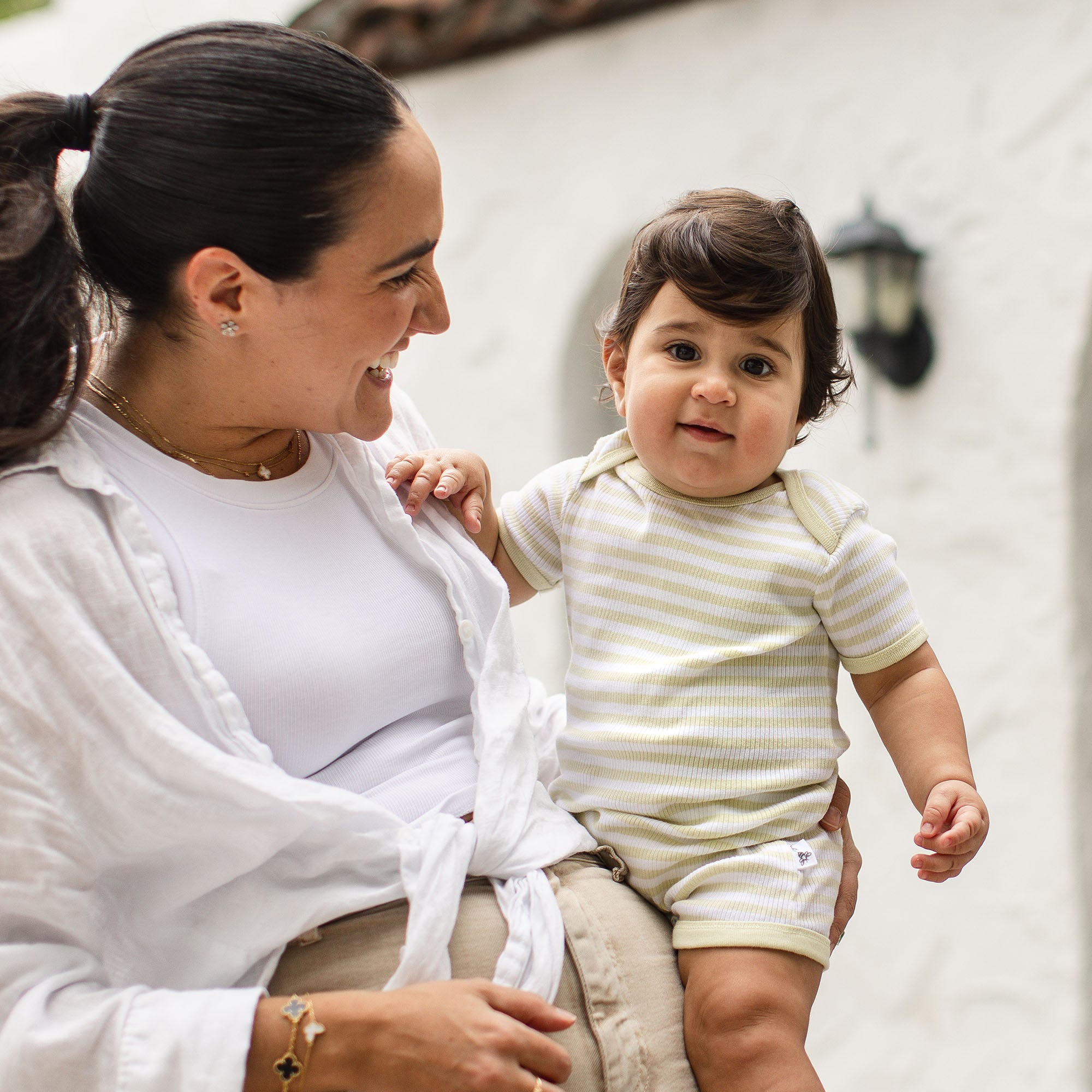  Rib Stripe Organic Cotton Baby Romper、mySite、layawaytickets