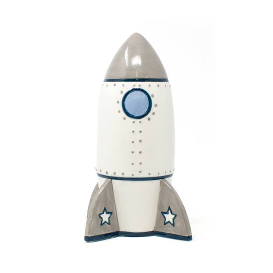 Rocket Ship-Cutest Piggy Banks for Kids Hand Painted*、mySite、g9winljtr