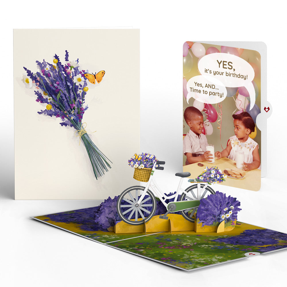 Lavender Bicycle Birthday Pop-Up Card and Time to Party Sentiment Set、mySite、solidvoid