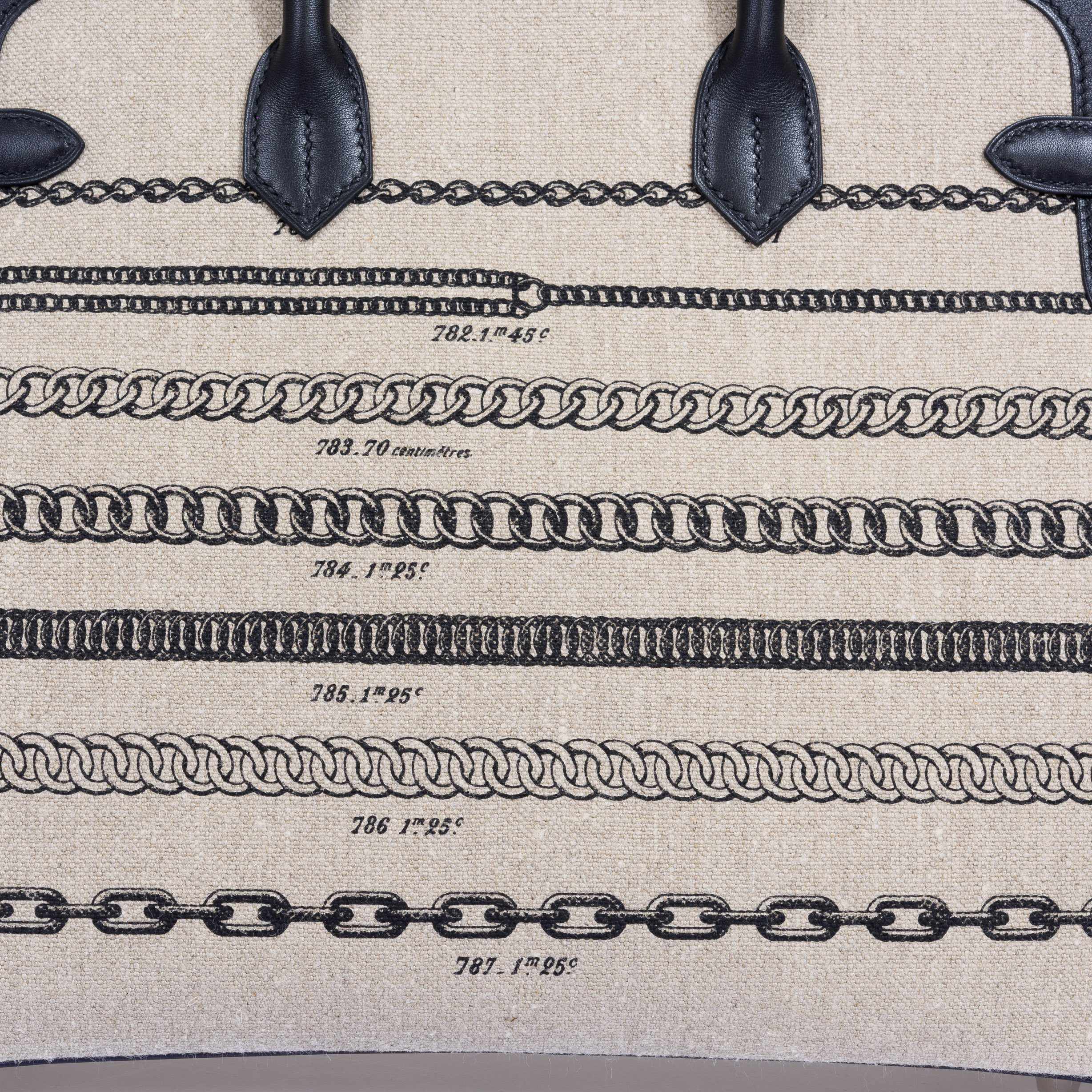 Hermès Birkin 35 De Camp Dechainee Toile And Black Veau Swift Palladium Hardware、mySite、garminoutage.com