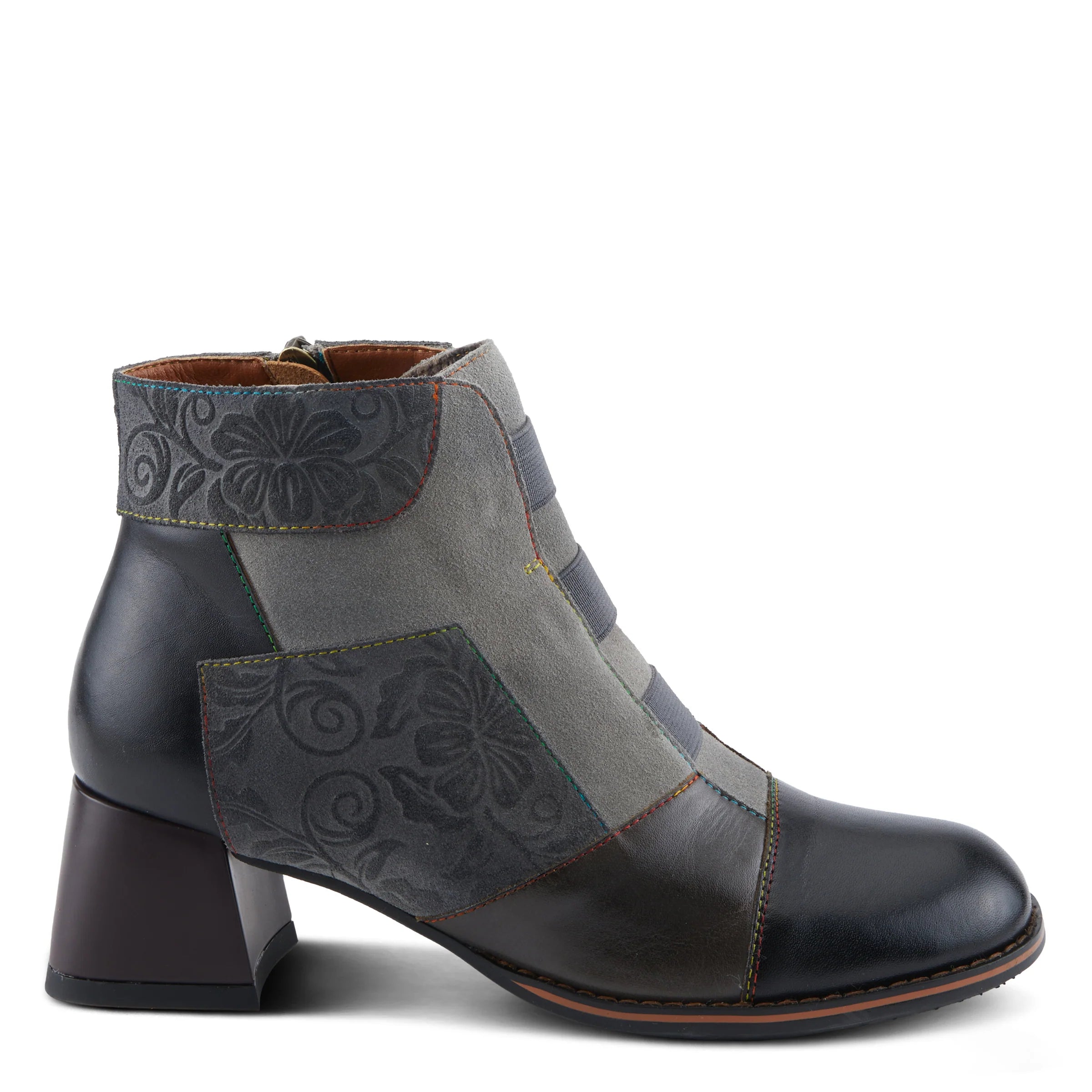  L'Artiste by Spring Step Women's Copine Chunky Heel Bootie - Black Multi、mySite、preschool7hills