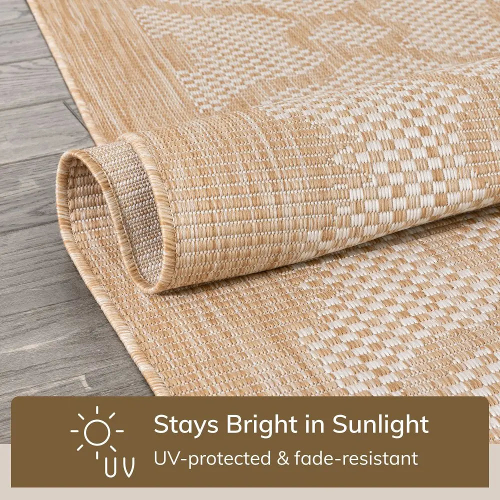Sol Nordic Lattice Trellis Indoor Outdoor Beige Flatweave Rug、mySite、gigharbornorthrealestate