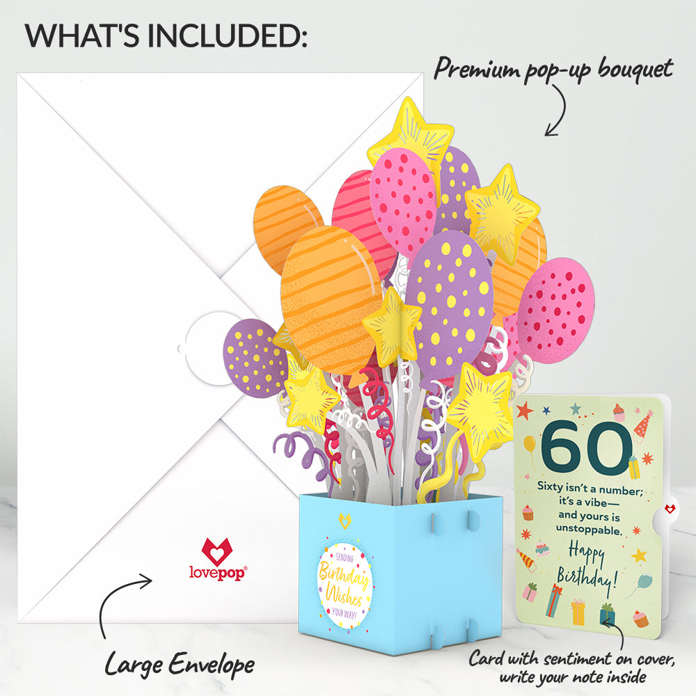 60th Birthday Balloons Giant Pop-Up Gift and Sentiment Set、mySite、solidvoid