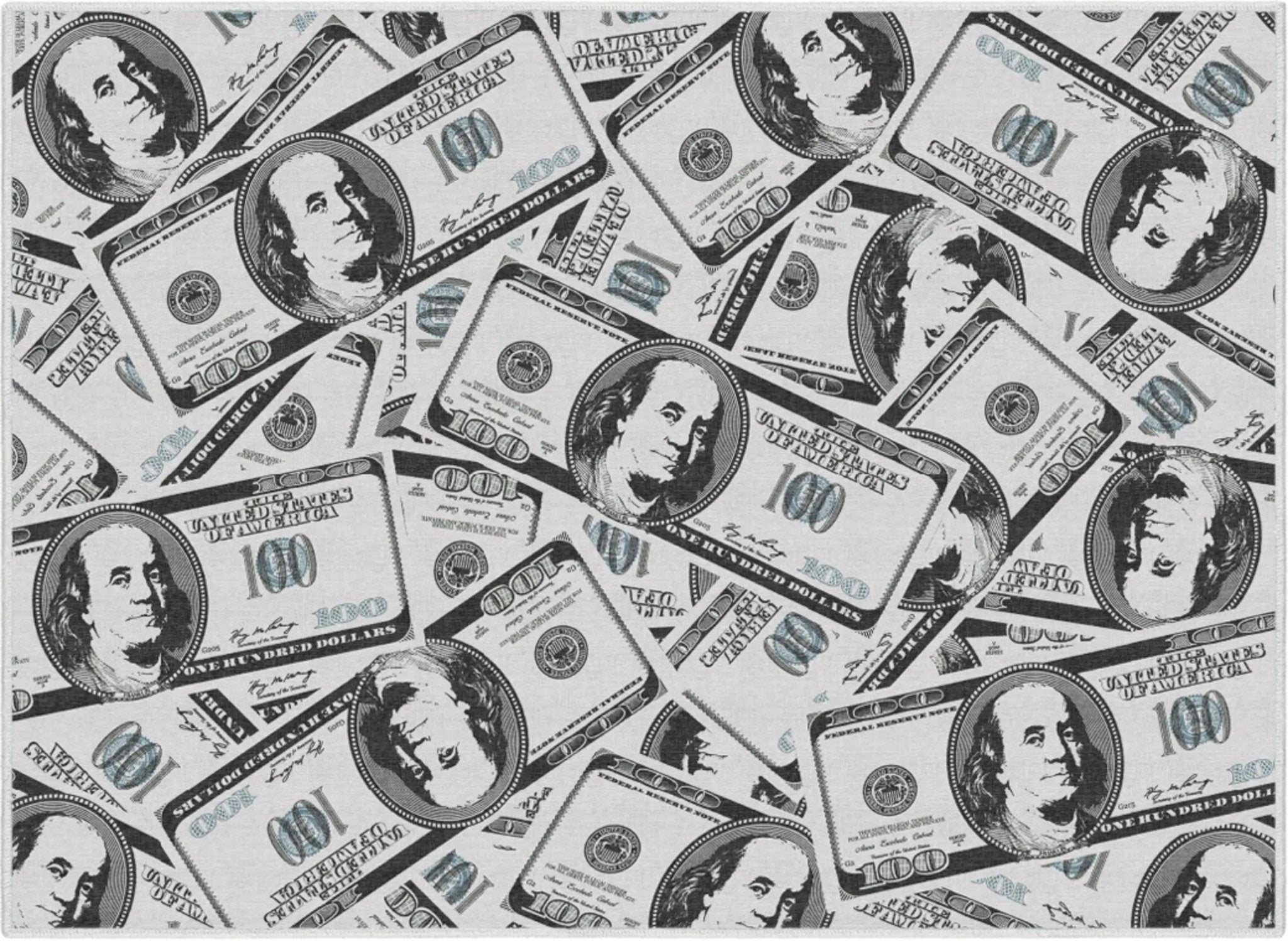 Hundred Dollar Bill Stacked Green Novelty Runner Flat-Weave Rug、mySite、gigharbornorthrealestate