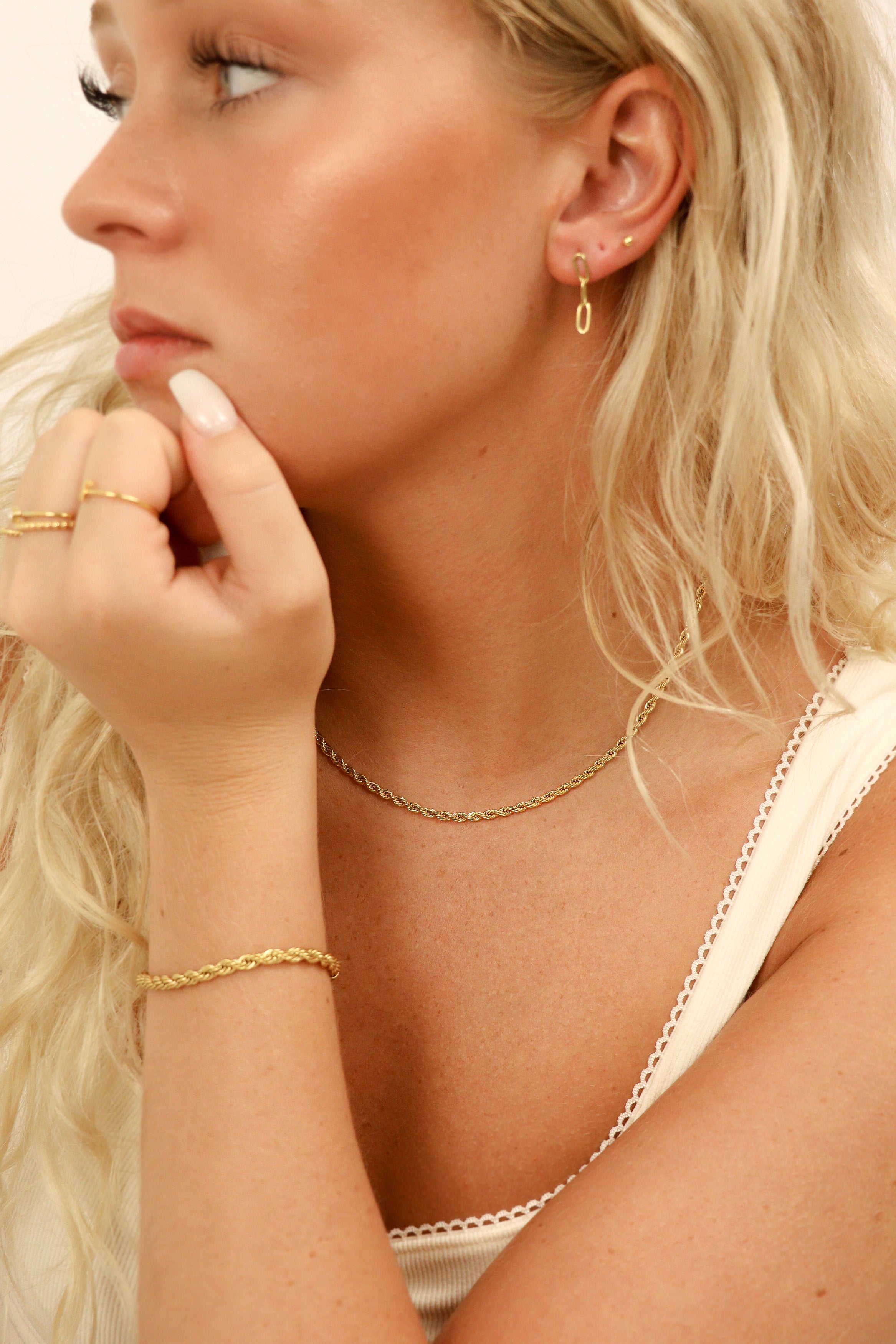 18K Gold PVD Stainless Steel Rope Chain Necklace / CHN9702、mySite、dreamappss