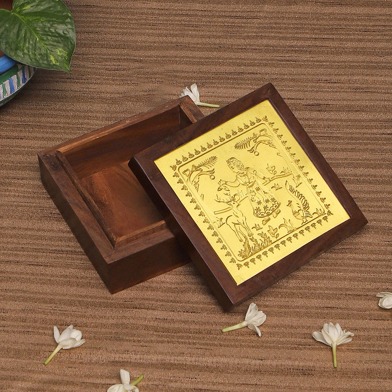Shakuntala Brass & Wooden Gift Box | Gold & Brown、mySite、camillekostekn