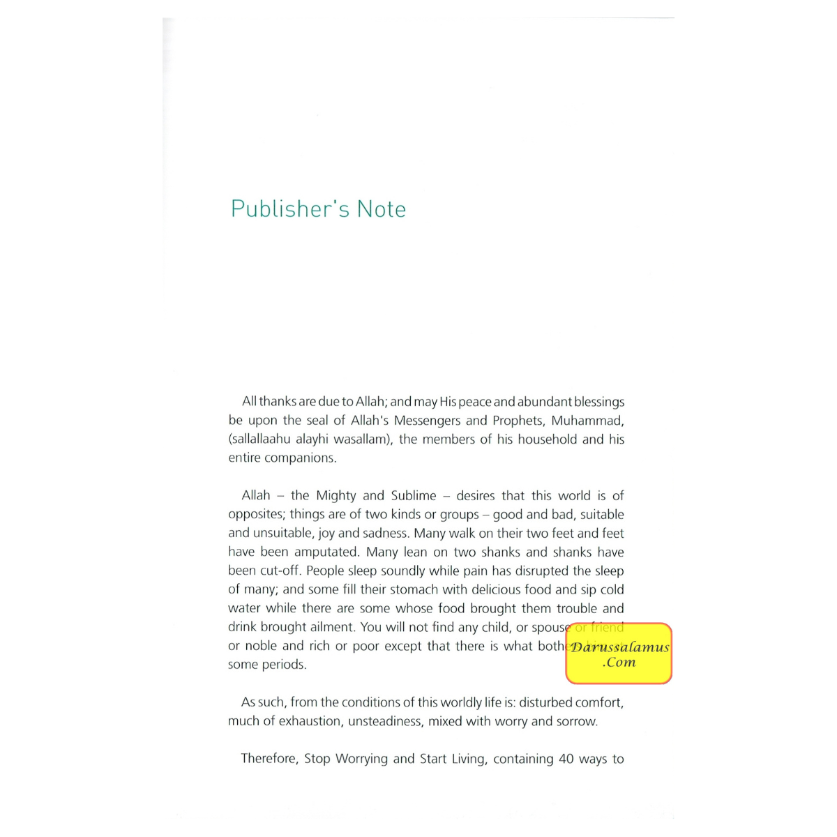 Stop Worrying & Start Living By Abdullah Bin Saeed Az-Zahranee、mySite、topwebapps