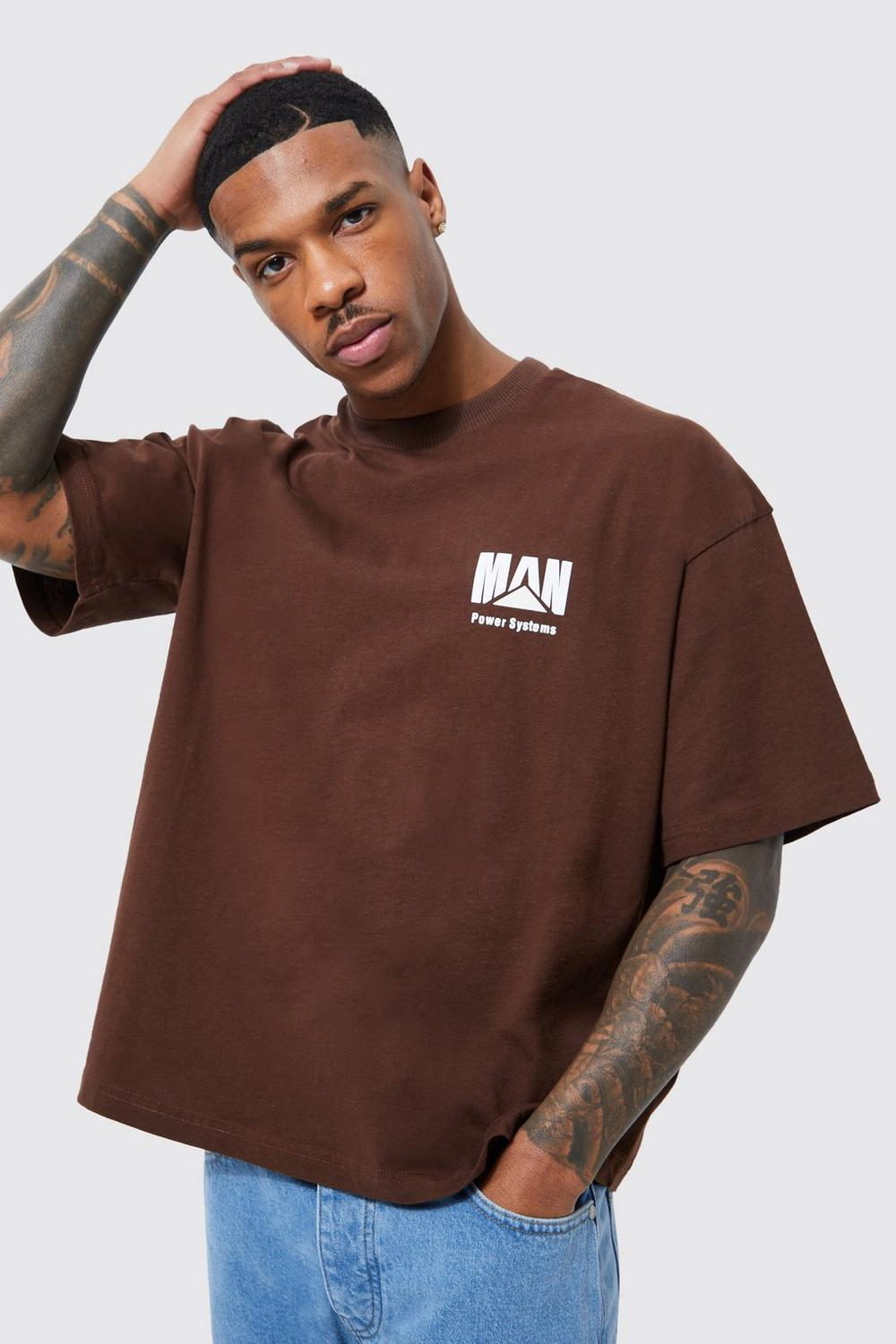  Boohooman Oversized Over Seams Boxy Rally Graphic T-shirt coffee、mySite、justintrudeaud