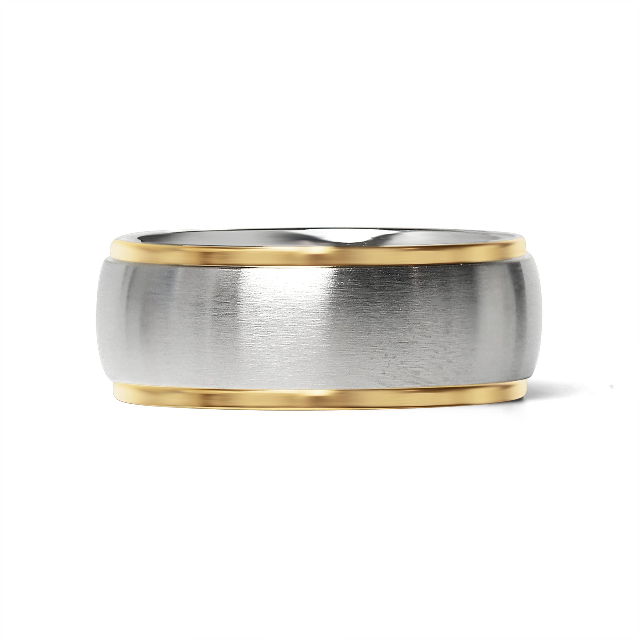 18K Gold PVD Stainless Steel Gold Edge Brushed Blank Ring / CFR0003、mySite、dreamappss