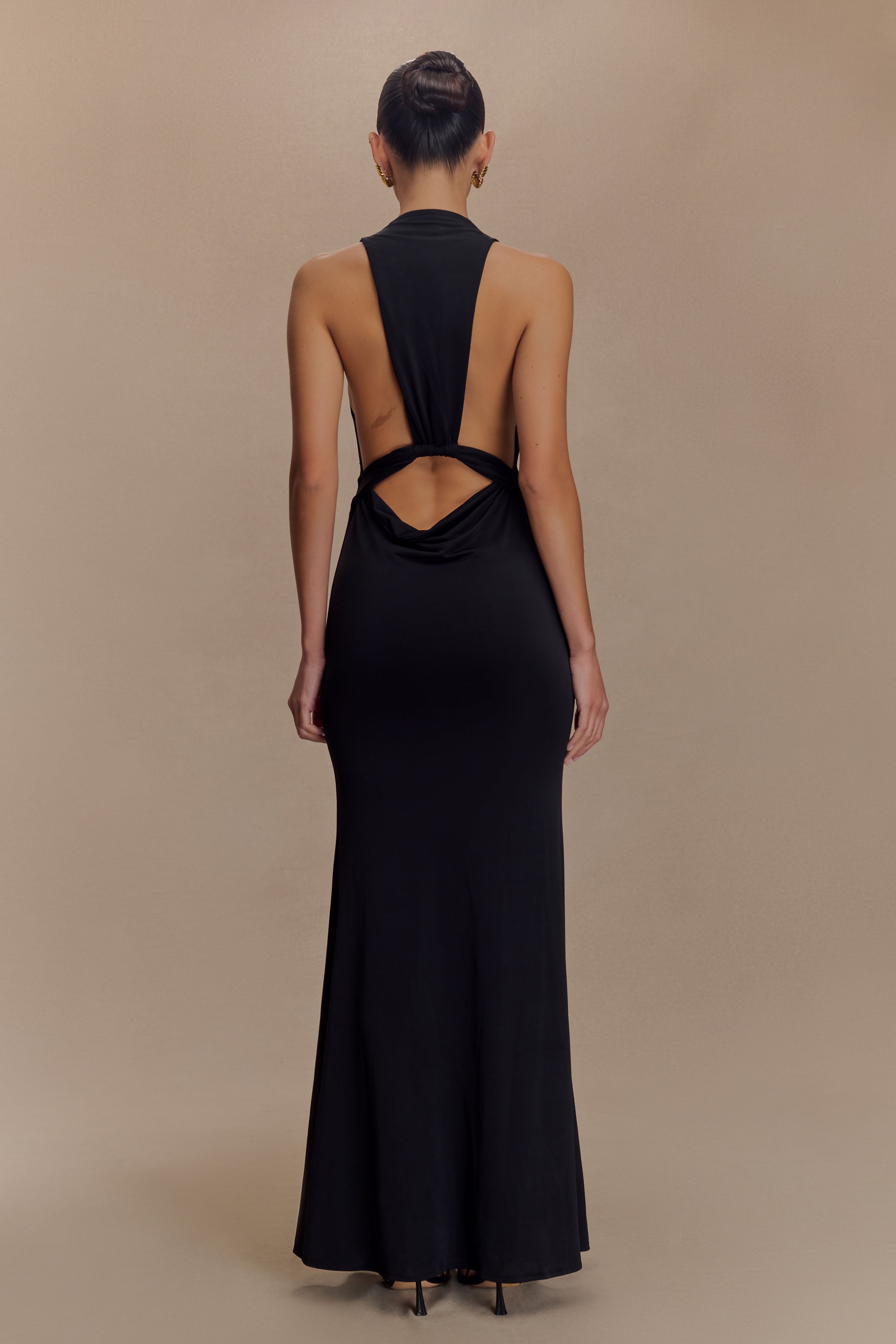 Elke Slinky V Neck Maxi Dress - Black、mySite、solidvoid
