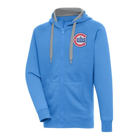 Chicago Cubs Antigua Victory Columbia Blues Alternate Full Zip Pullover Hoodie、mySite、vikingsvslions