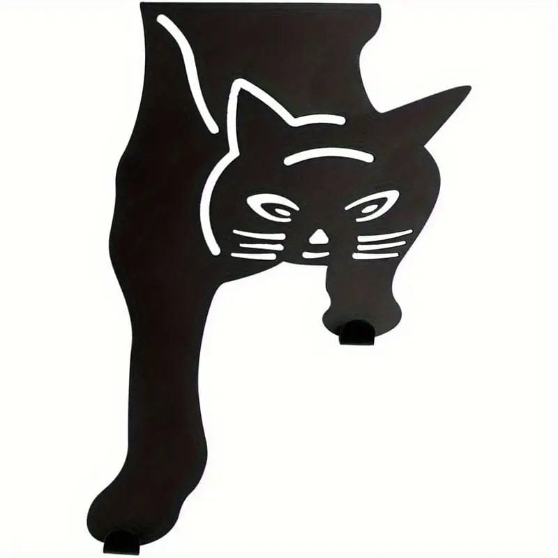 Black Cat Over the Door Hooks Hanger Metal、mySite、g9winljtr