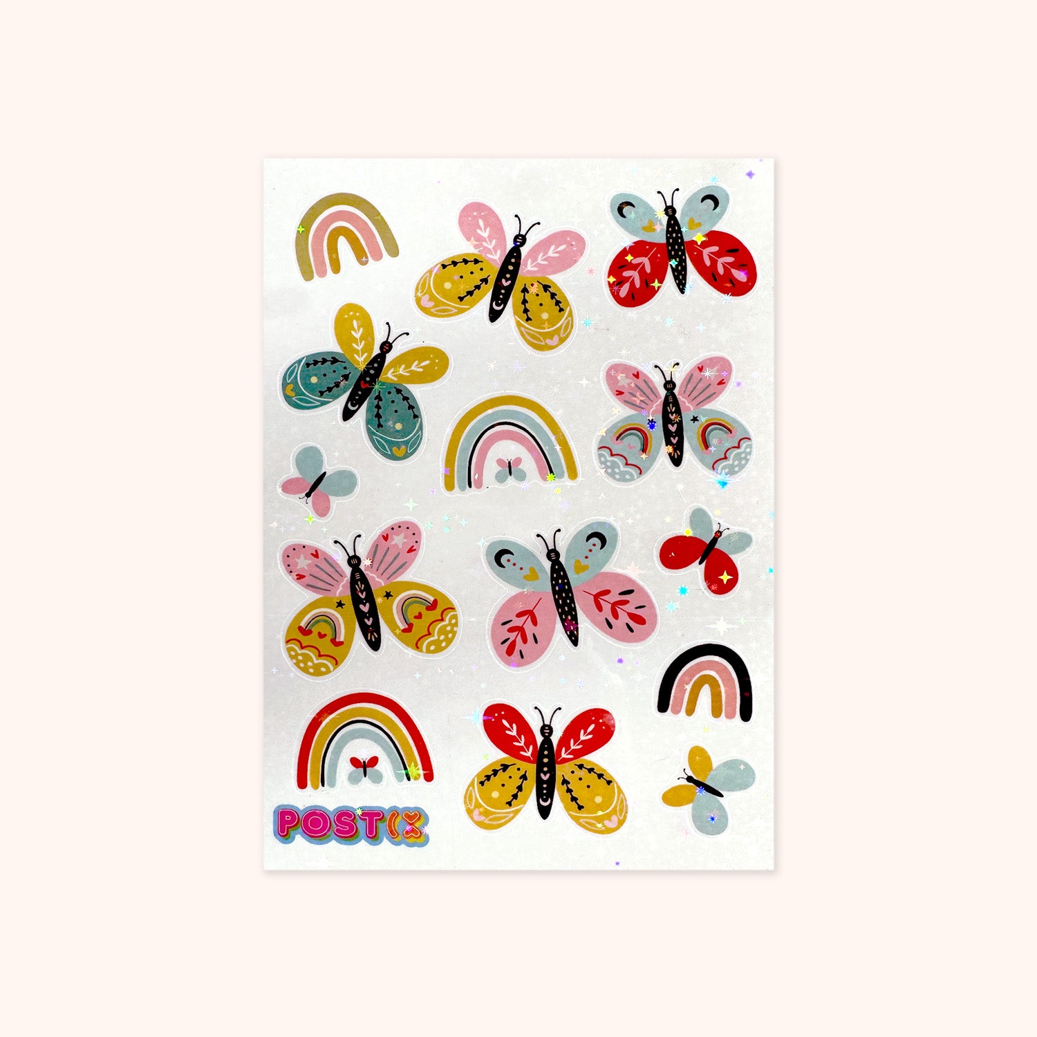  Rainbow Butterfly A6 Hologram Sticker Sheet、mySite、ghnorth