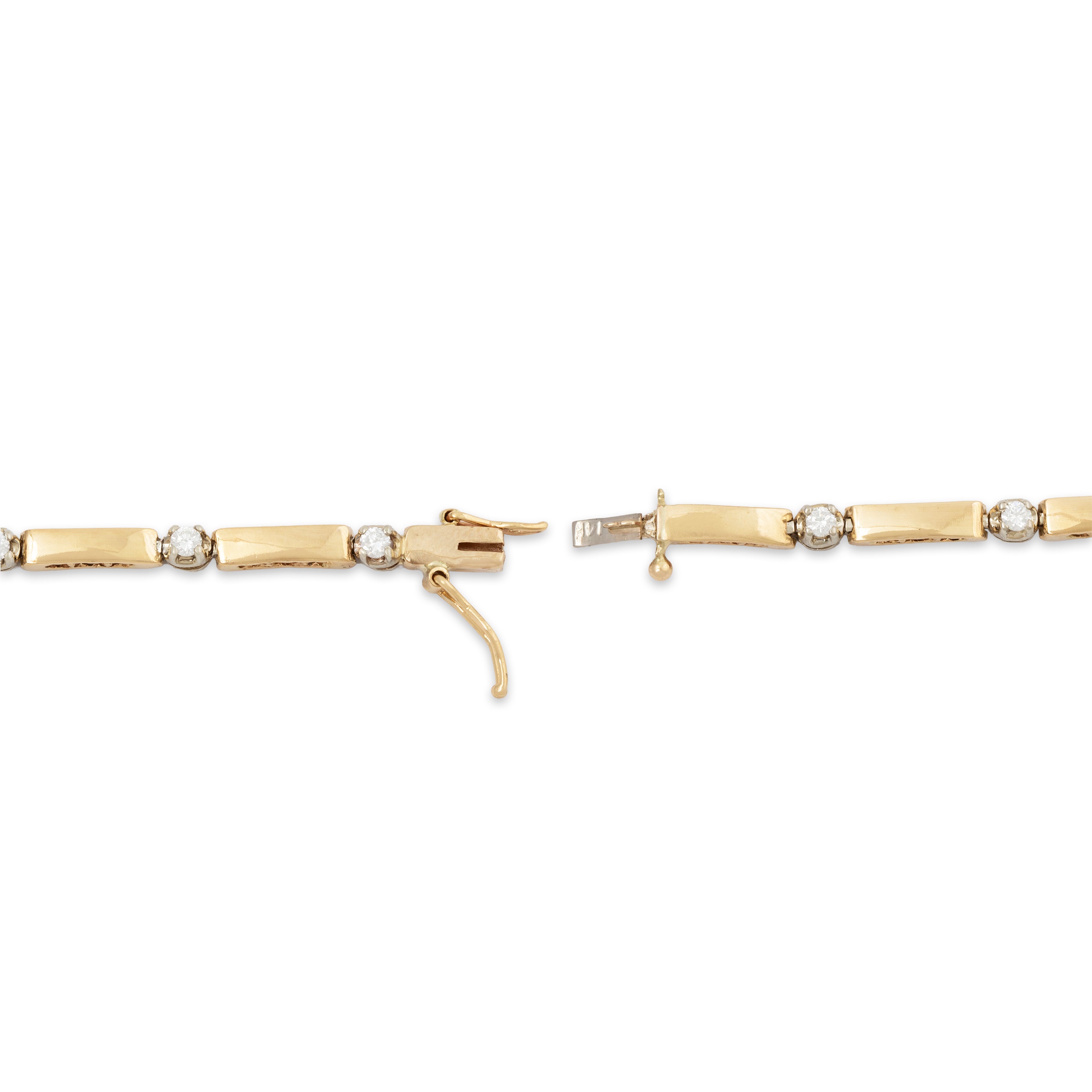 Vintage 14k Yellow Gold .528cttw Diamond Gleaming Line Bracelet 6.75、mySite、hinf8tx79