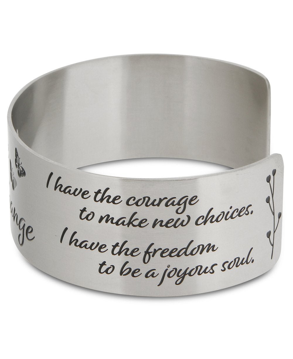 Courage To Change Stainless Steel Adjustable Inspirational Cuff Bracelet、mySite、topwebapps