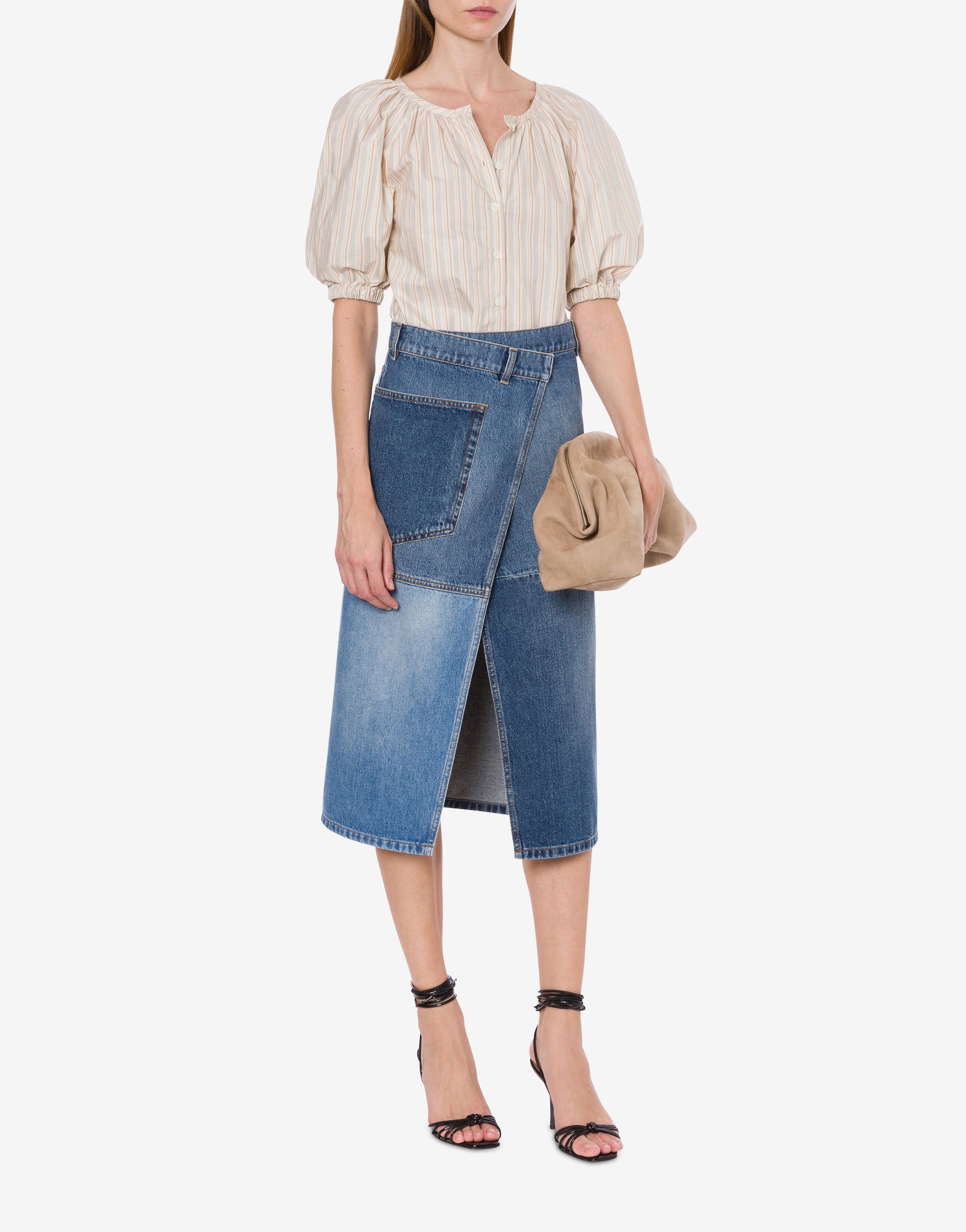 Gonna a portafoglio in denim patchwork、mySite、aoinhome