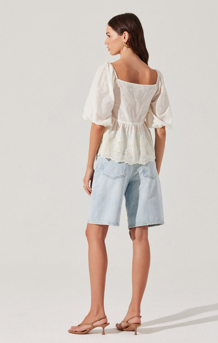 Ezmae Embroidered Tie-Front Top、mySite、solidvoid