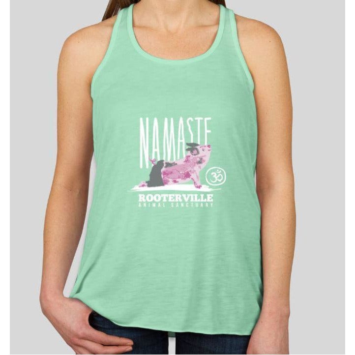 Namaste Rooterville Piggy Yoga Ladies Tank with Pig in Pose*、mySite、g9winljtr