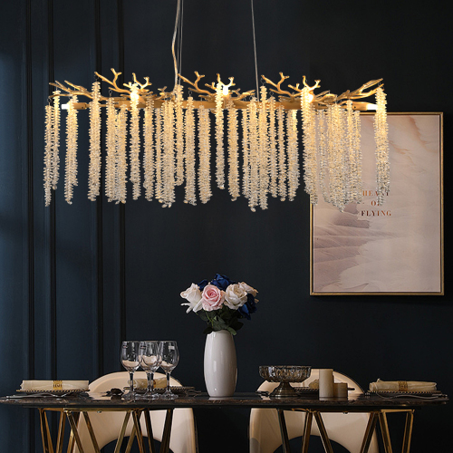 24-inch Modern Golden Pendant Light with Cascading Crystal Strands, Ideal for Living Room, Dining Room and Foyer, High-End Decorative Lighting Fixture (Bulb Not Included)、、eastwooduniform