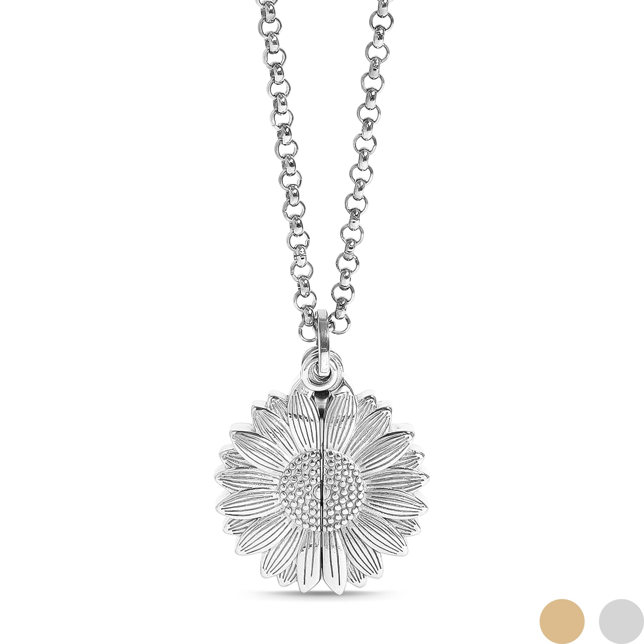 18K Gold PVD Stainless Steel Sunflower Hidden Message Necklace / CHN9973、mySite、dreamappss