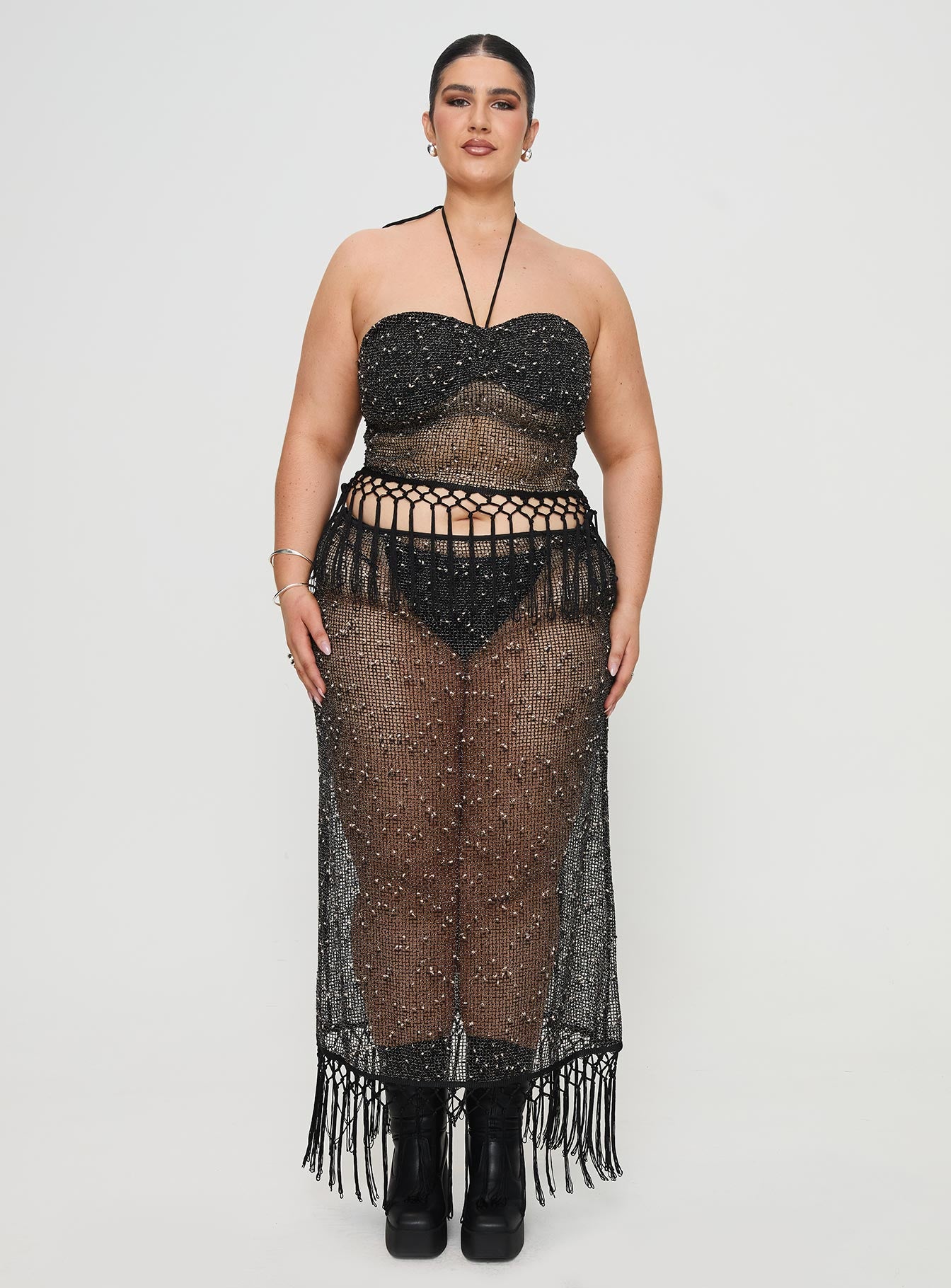 Alnet Maxi Skirt Black Curve、mySite、solidvoid