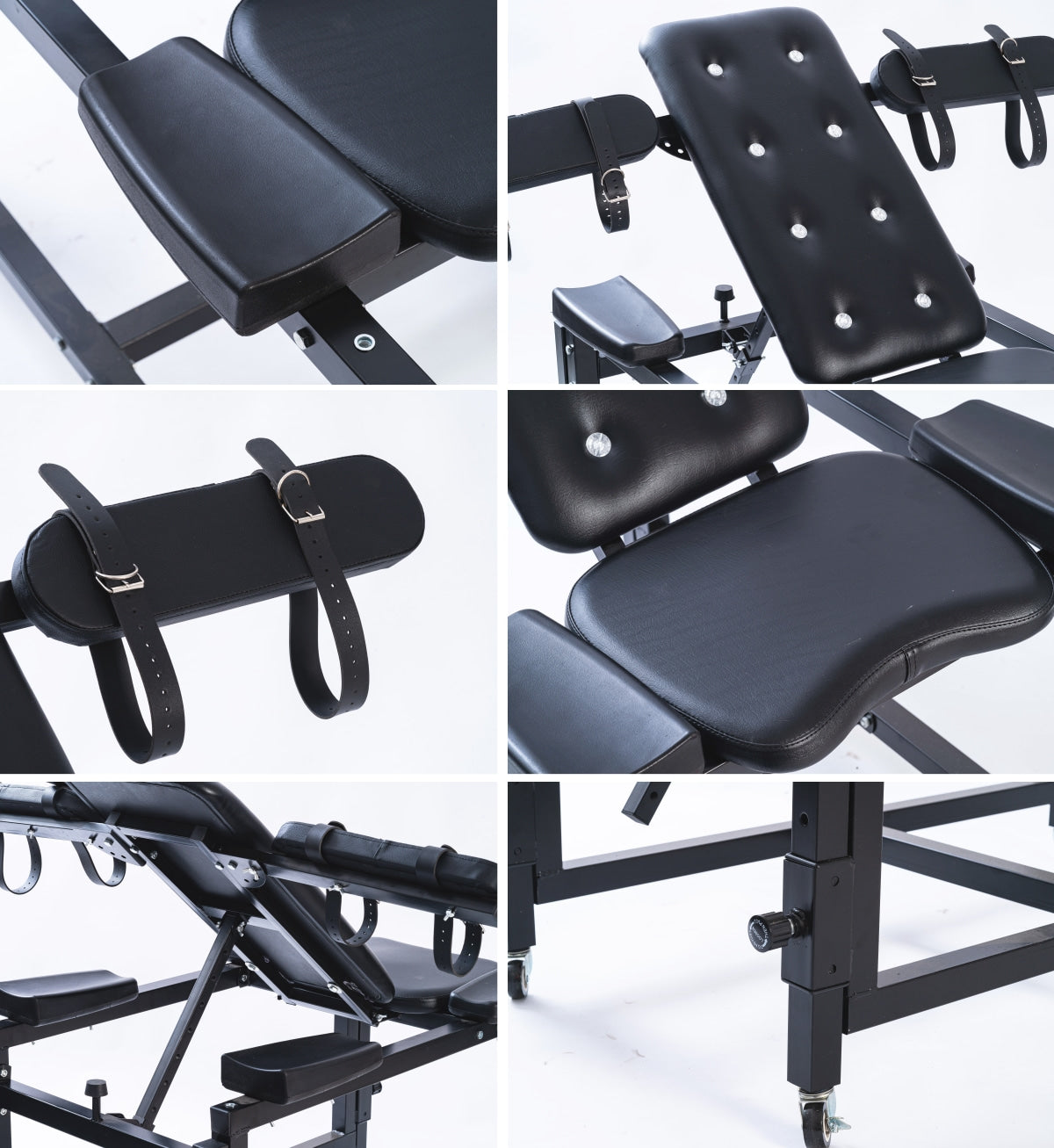 Sable Black BDSM Chair | Heavy Duty Carbon Steel | Wrist & Ankle Cuffs、mySite、bottomscart