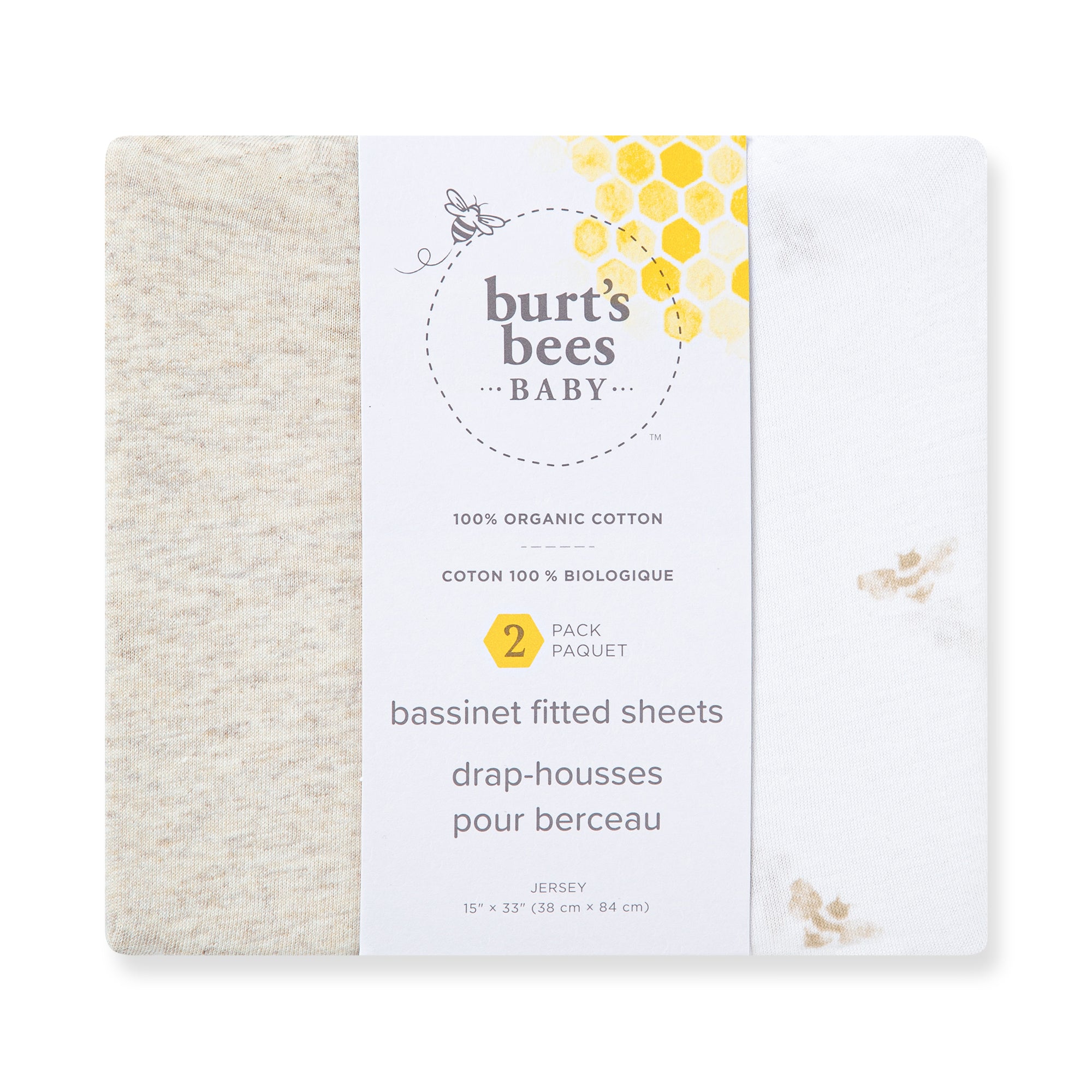 Golden Bee Organic Cotton BEESNUG® Fitted Bassinet Sheet 2 Pack、mySite、g9winljtr