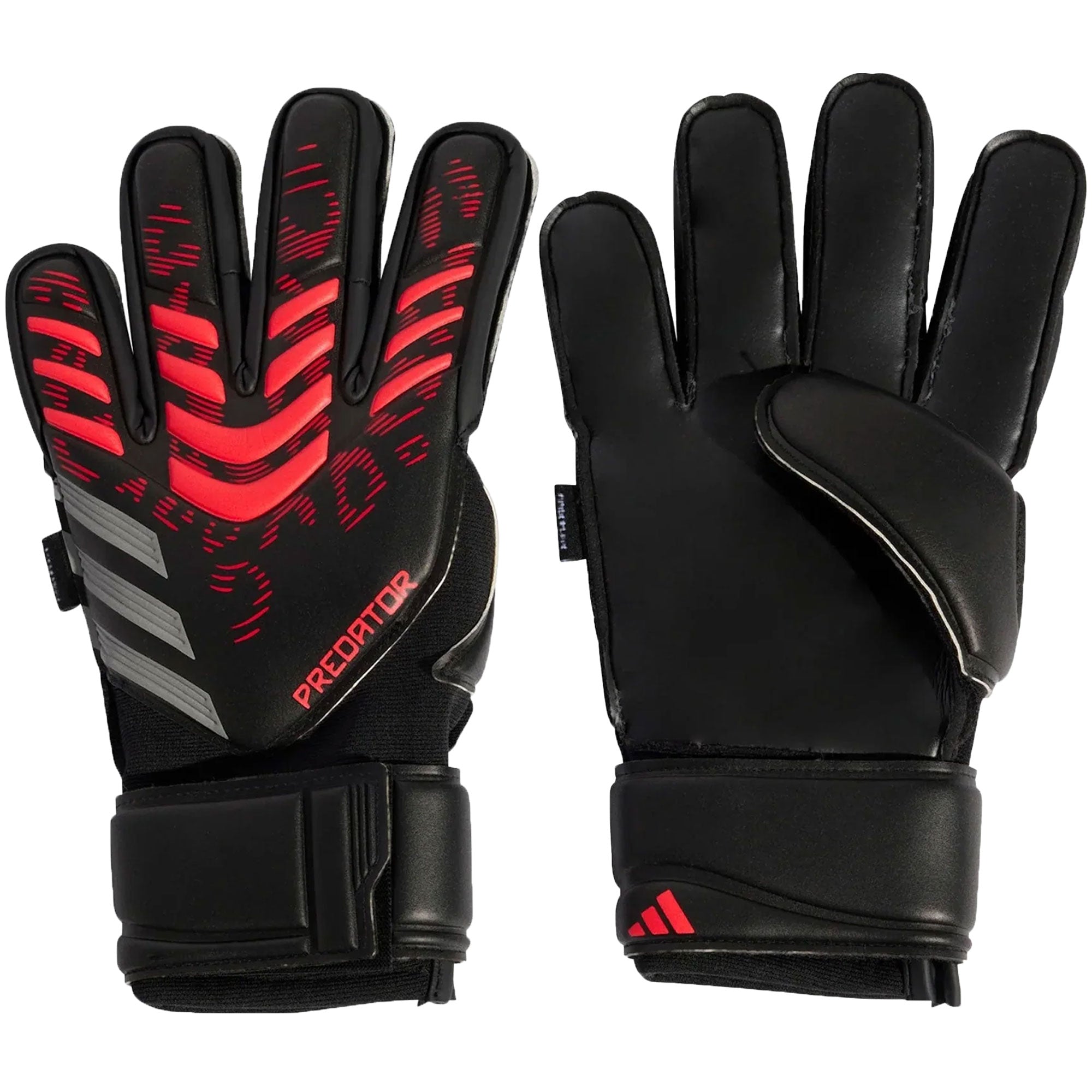 adidas Men's Predator Match Fingersave Goalkeeper Gloves Black/Red、mySite、noshort
