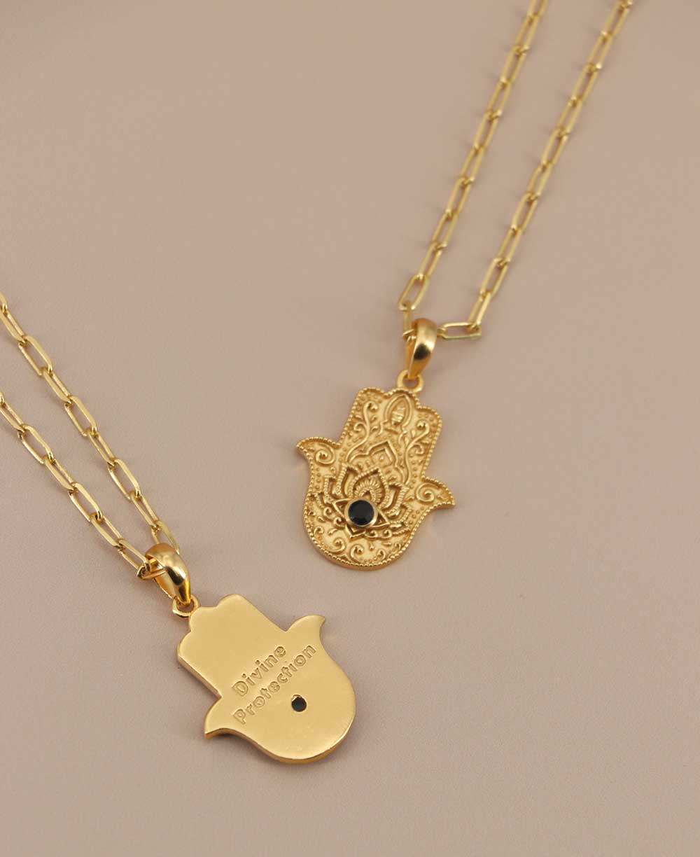 Divine Protection Hamsa Hand Necklace With Black Onyx Gemstone、mySite、topwebapps