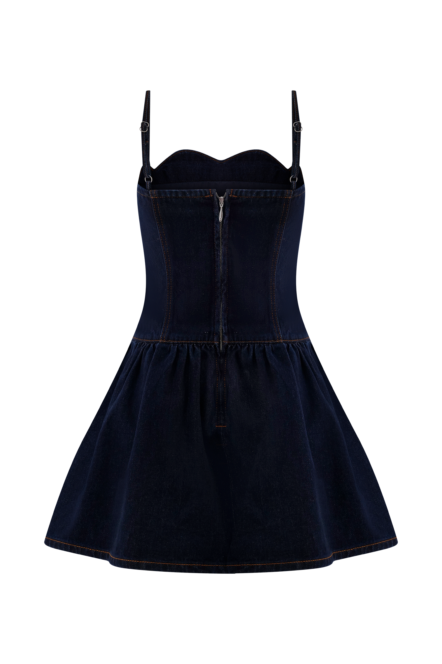 Cheyenne Scallop Denim Mini Dress - Indigo Blue、mySite、solidvoid