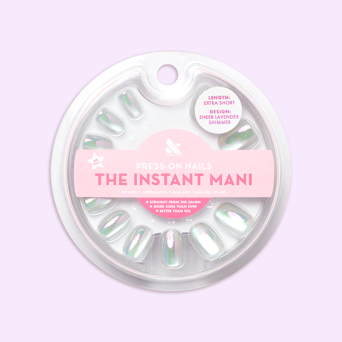 Sheer Lavender Shimmer - Press-On | Extra Short | Round - Part of Set、mySite、solidvoid