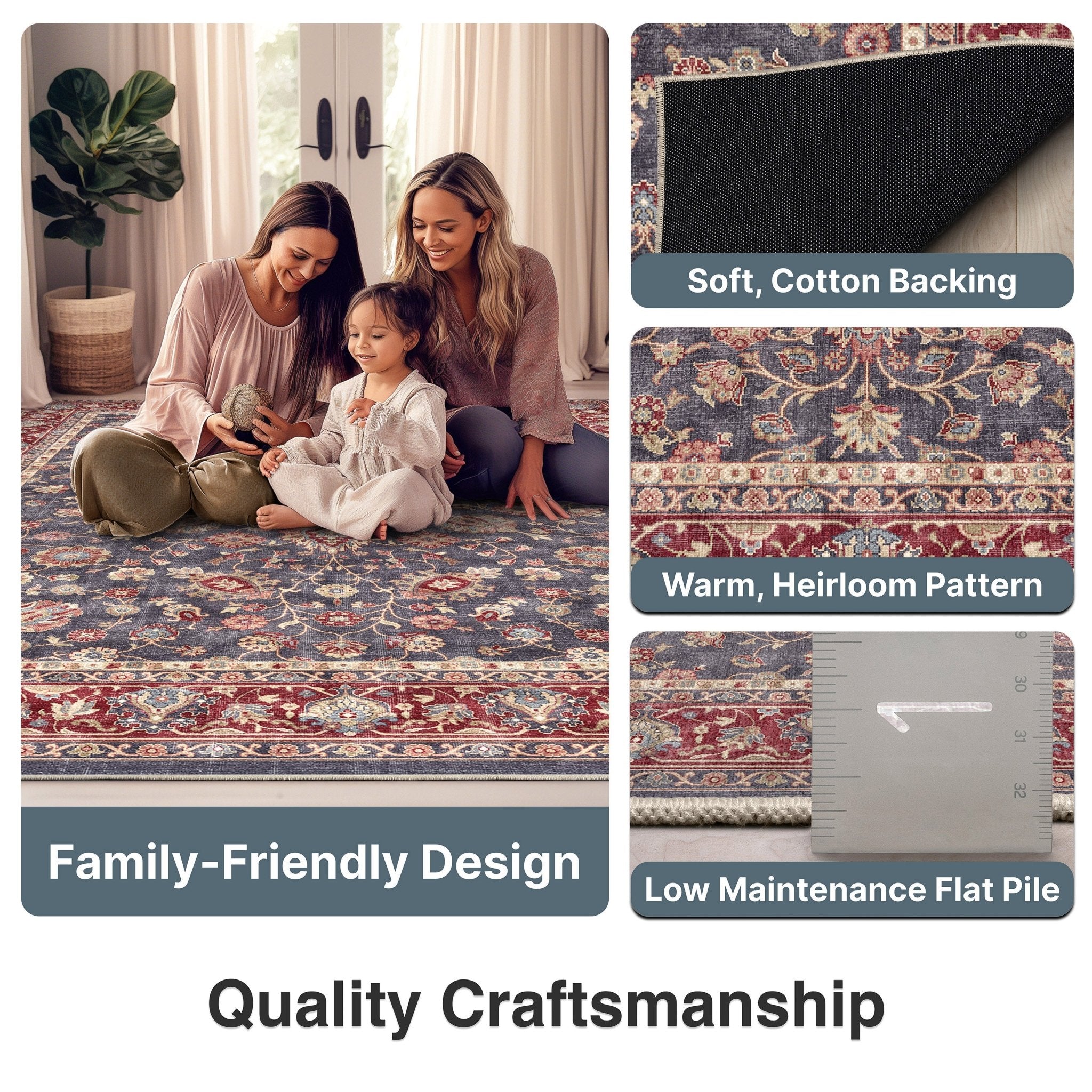 Rome Vintage Oriental Floral Flat-Weave Rug、mySite、gigharbornorthrealestate