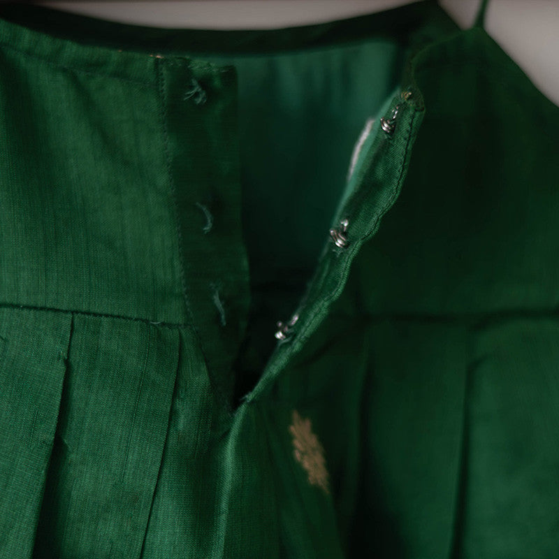 Cotton Lehenga Choli Set For Girls | Ethnic Pleated Top & Lehenga | Green、mySite、camillekostekn