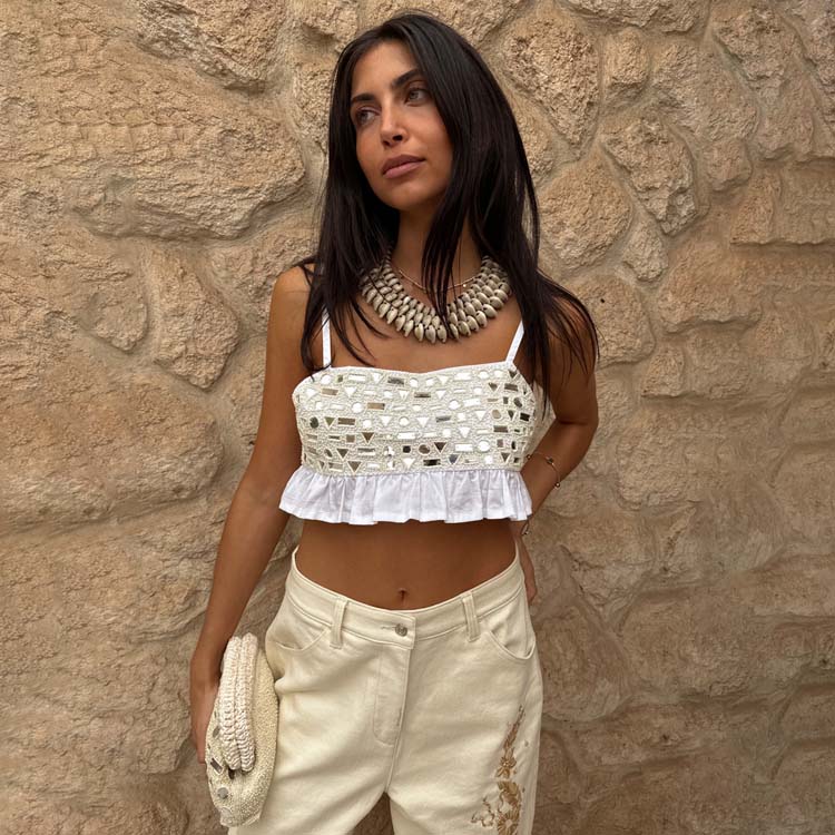 Cream Mirror Gabbi Top、mySite、solidvoid