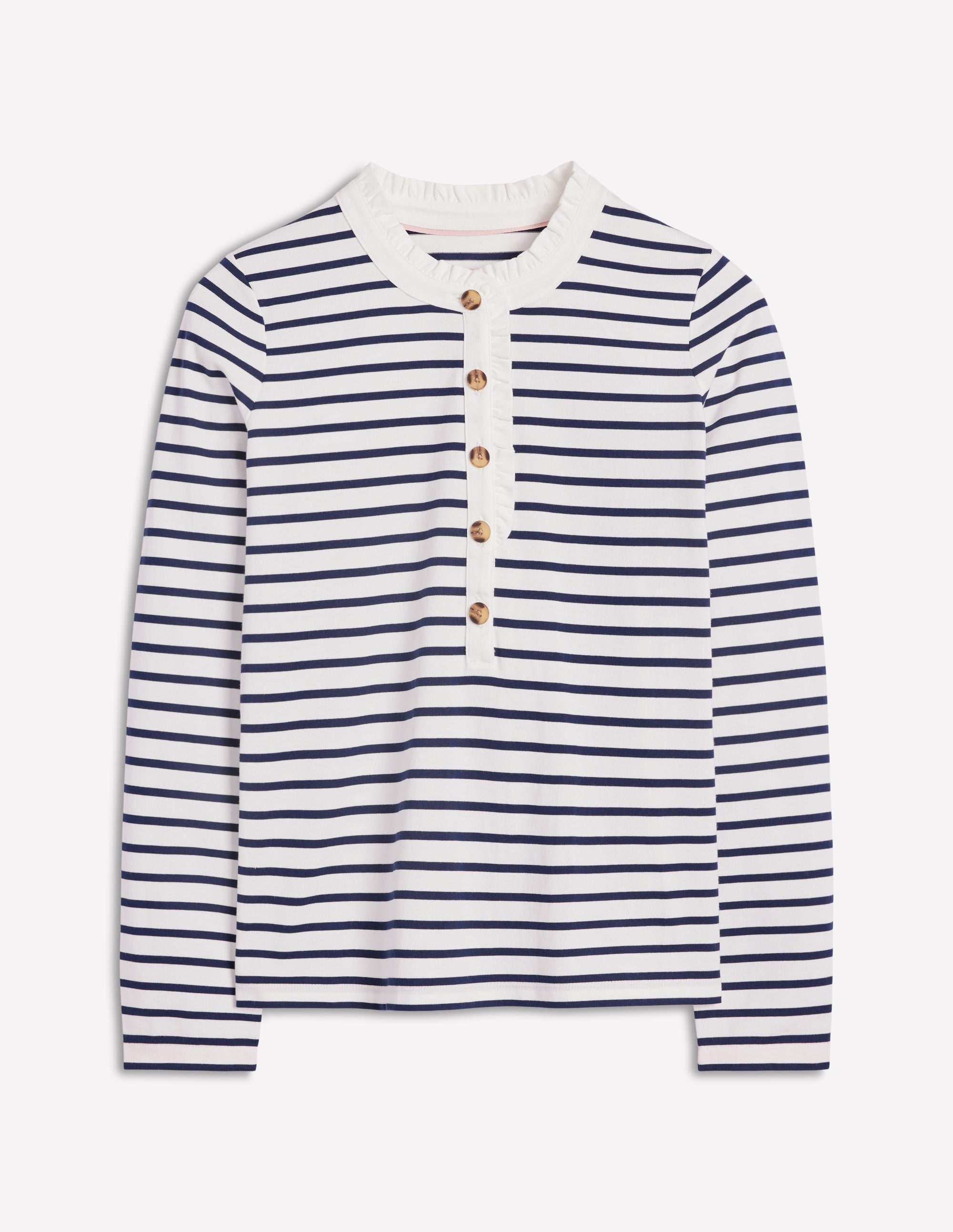  Frill Neck Breton Top-Ivory, Navy、mySite、ashleygrahame