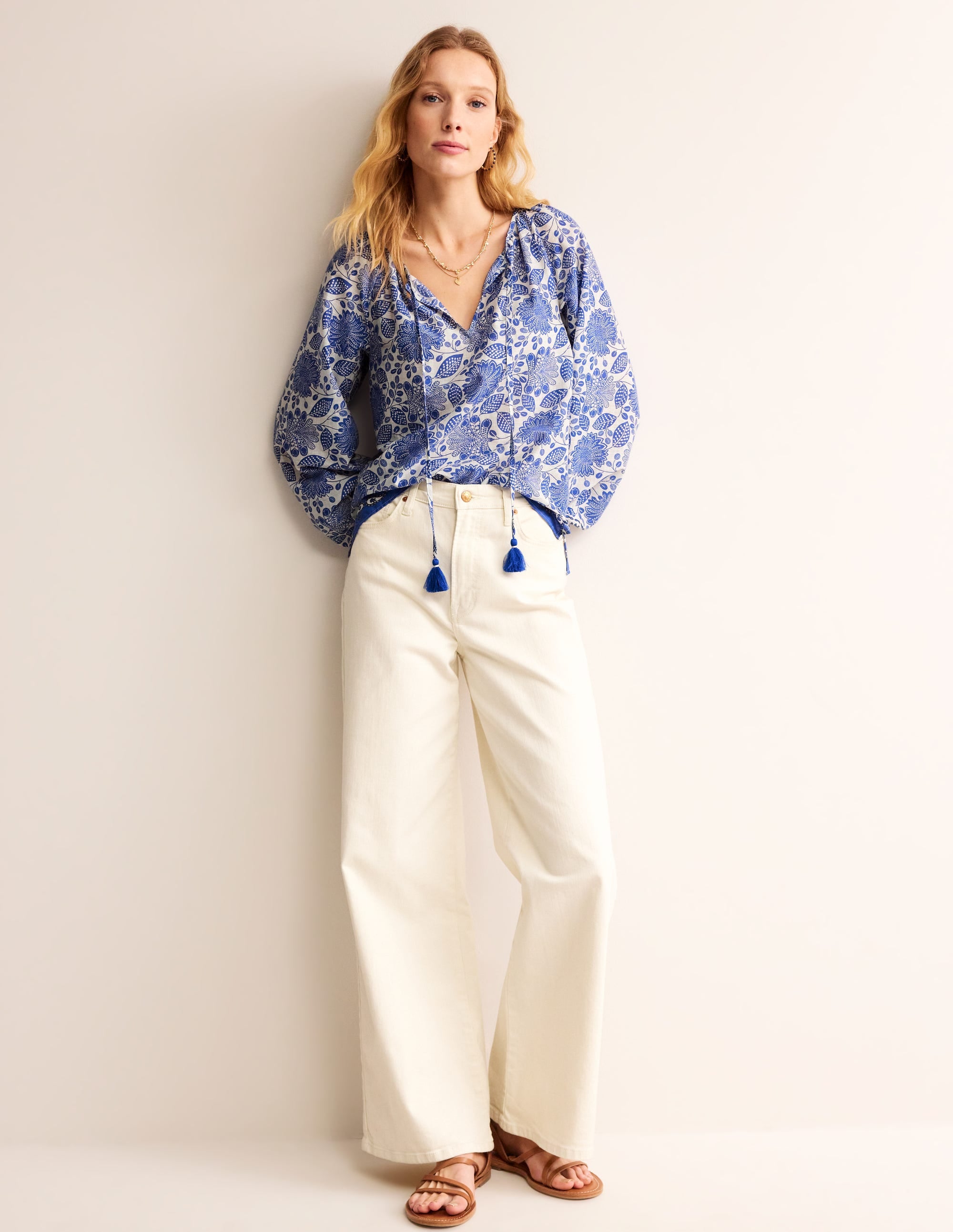  Serena Cotton Blouse-Ivory, Gardenia Swirl、mySite、ashleygrahame