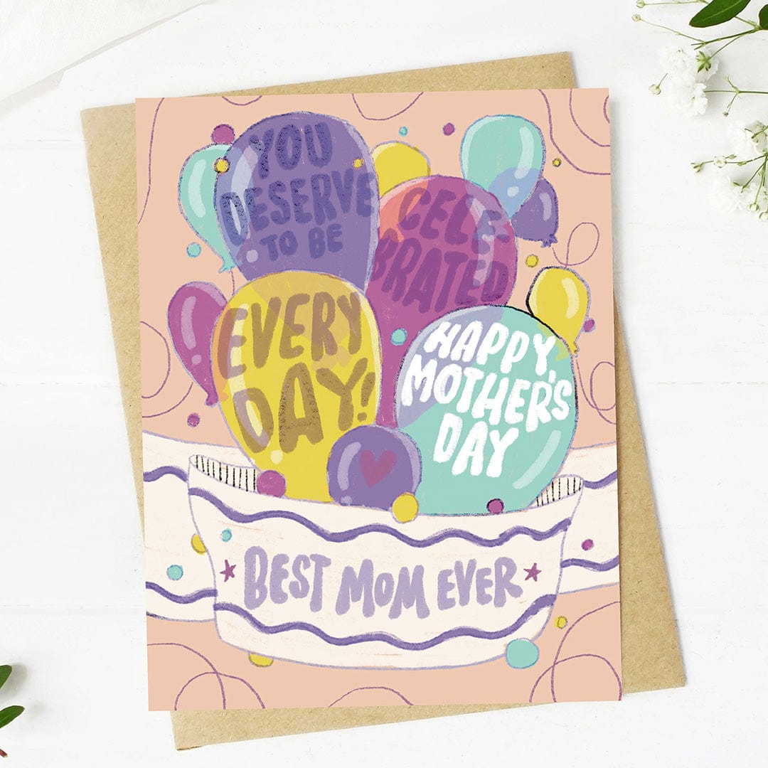  Best Mom Ever Celebration Balloons Mother's Day Card、mySite、elrpsem3k